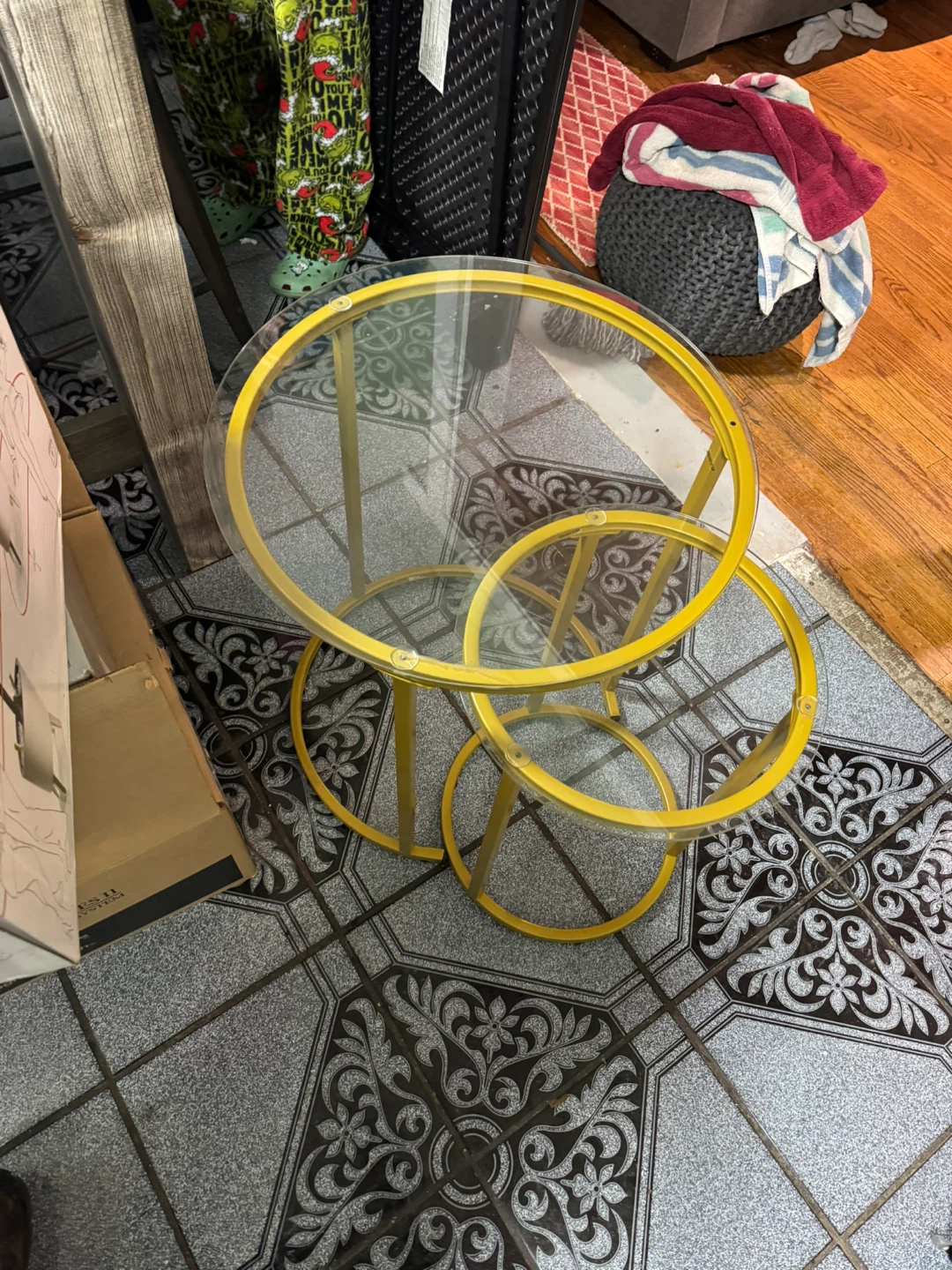 Gold Accent Table with Glass Top - photo 2