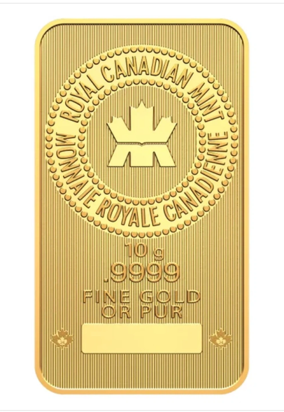 Royal Canadian Mint 10 g Gold Bar – .9999 Fine Gold (Sealed)