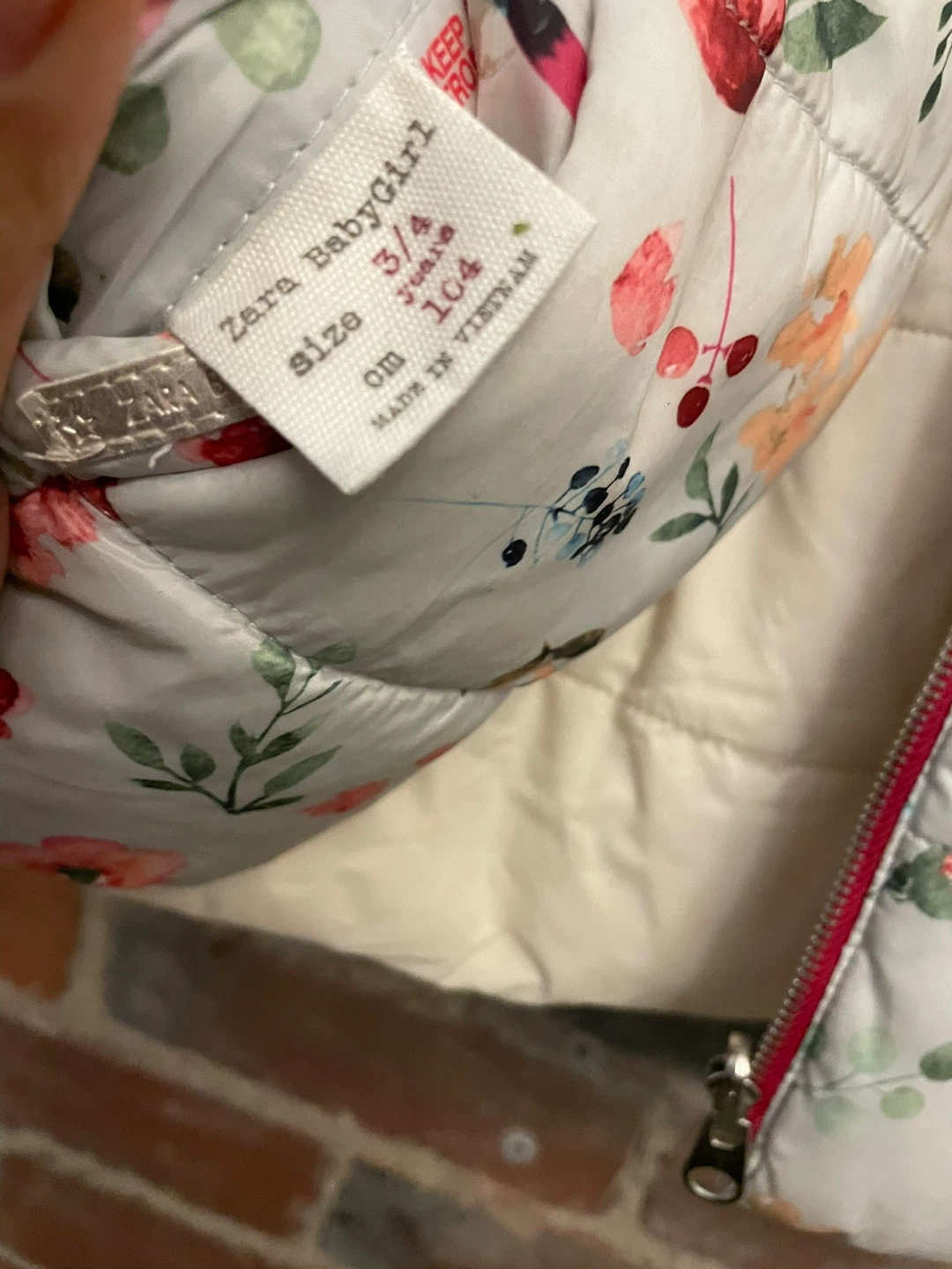 Zara Baby Girl Floral Puffer Jacket - Size 3/4 - photo 3