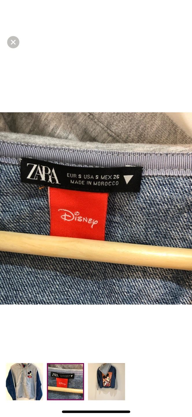 Zara Disney Mickey Mouse Denim Hoodie - Size S