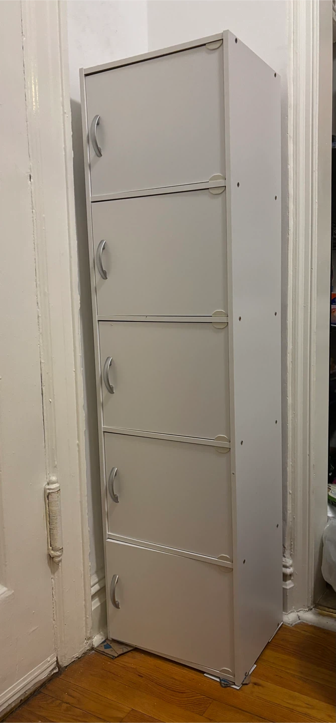 White Storage Cabinet with 5 Doors