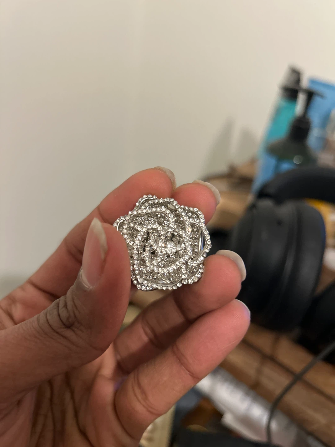 Rhinestone Floral Ring