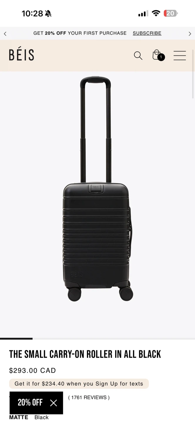 BÉIS Small Carry-On Roller - Matte Black