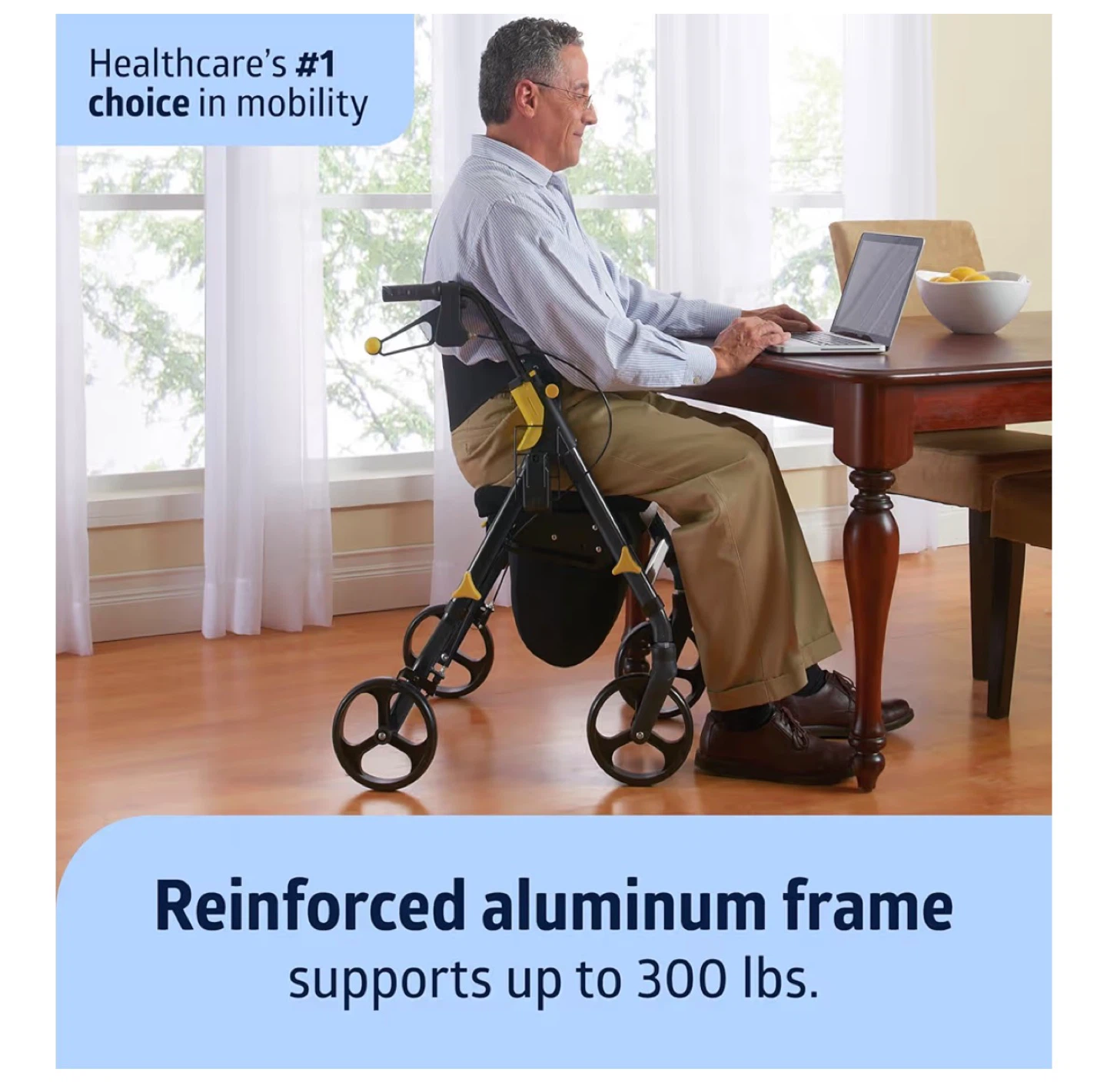 Medline Premium Empower Folding Mobility Rollator ,Black - photo 3