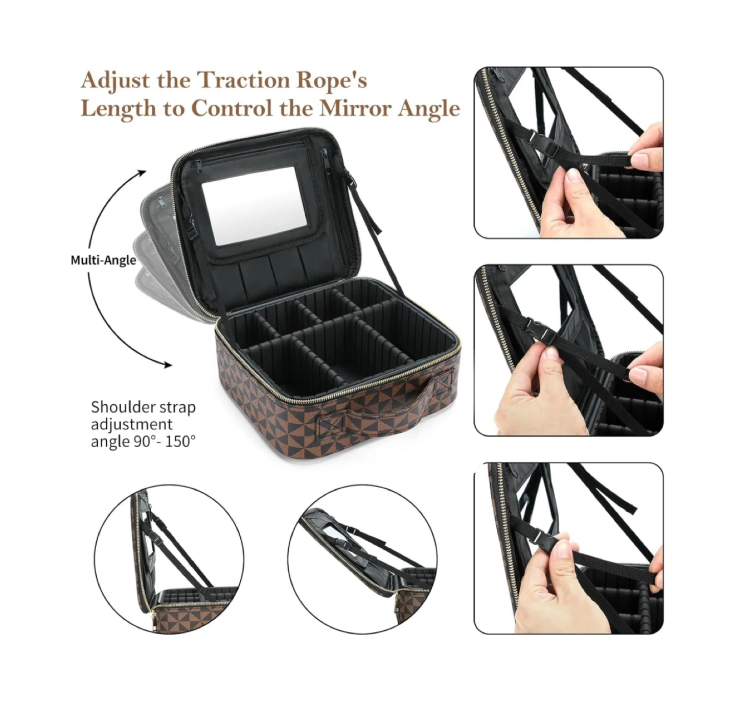 Brand new 10.6*9.5*3.7” (L*W*H) Checkered Makeupw Bag - photo 4