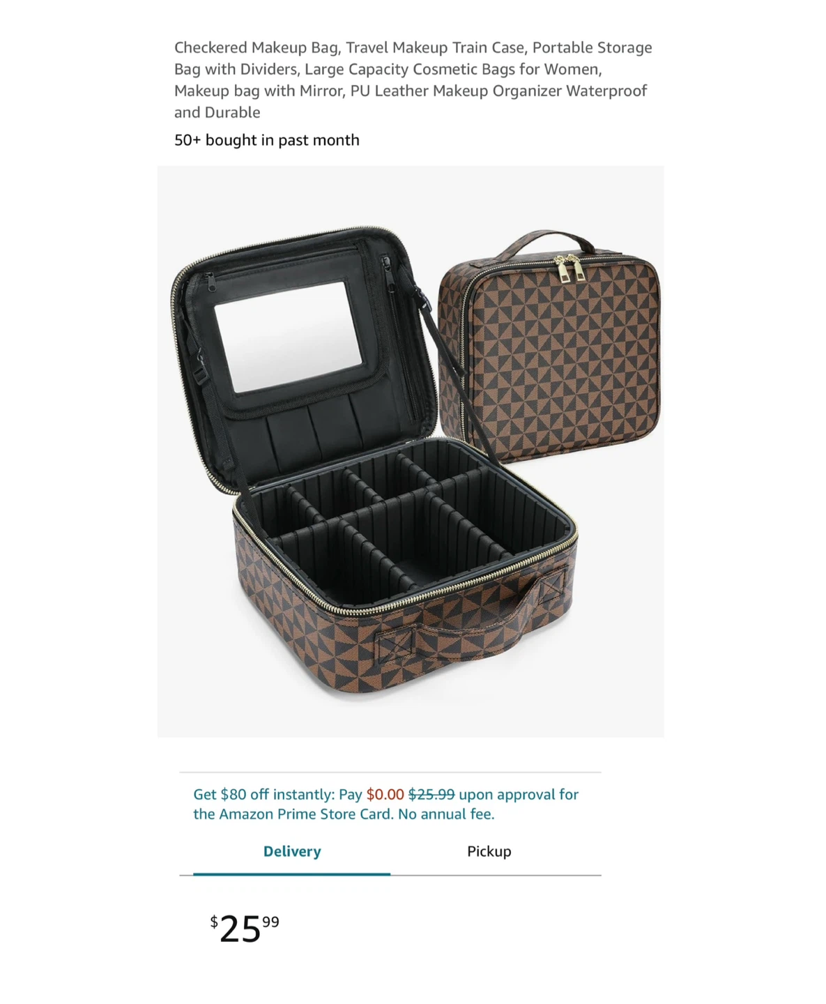Brand new 10.6*9.5*3.7” (L*W*H) Checkered Makeupw Bag