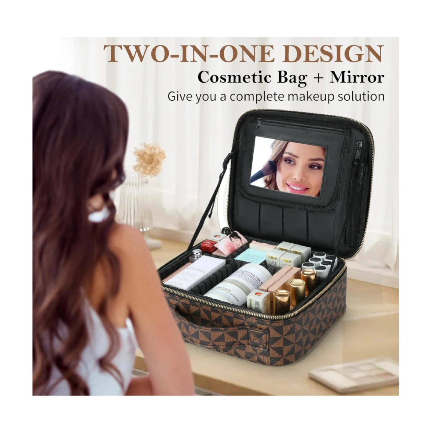 Brand new 10.6*9.5*3.7” (L*W*H) Checkered Makeupw Bag - photo 5
