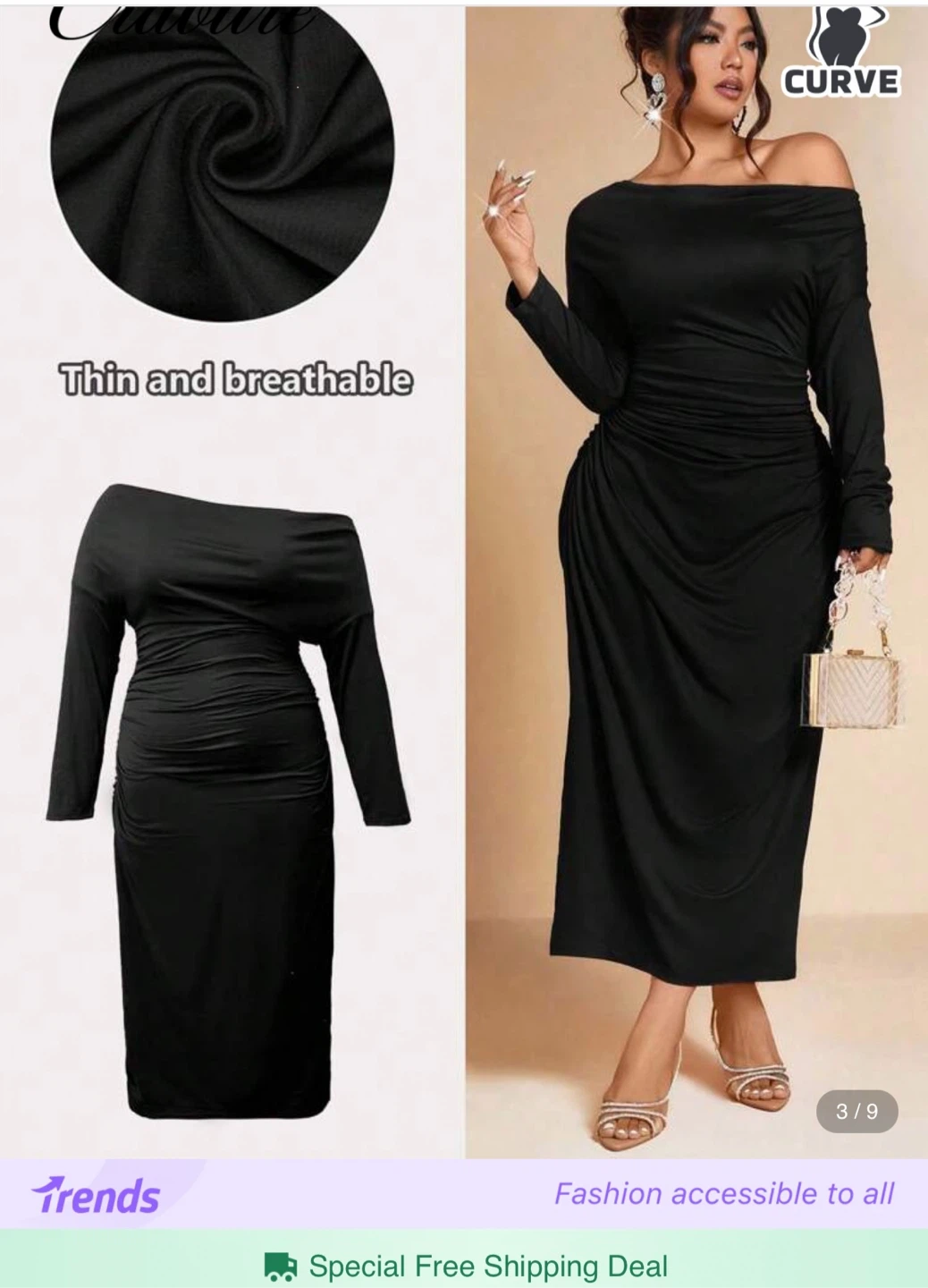 Black Curve Dress - Thin & Breathable