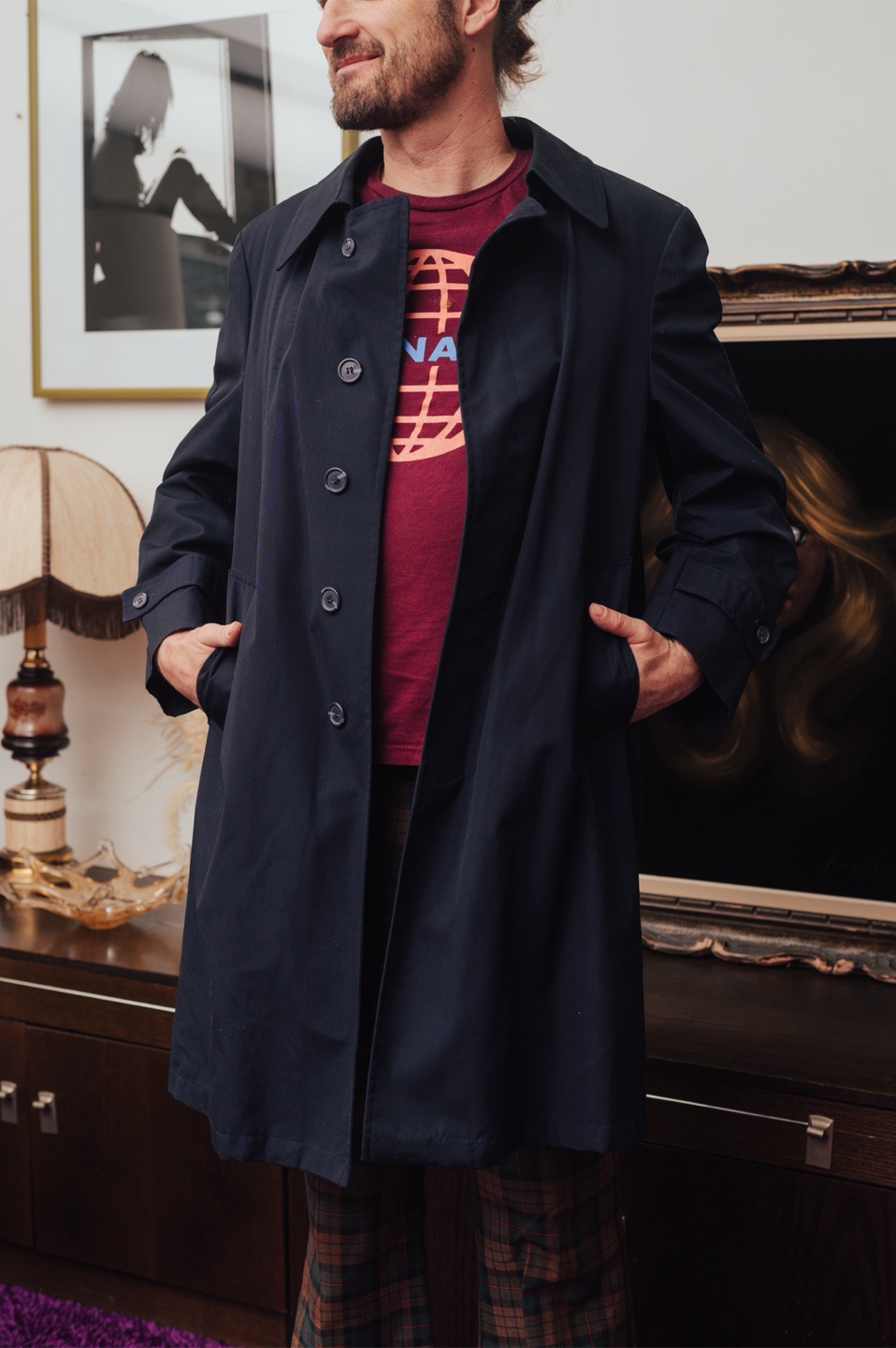 Vintage Navy Men’s Trench Coat