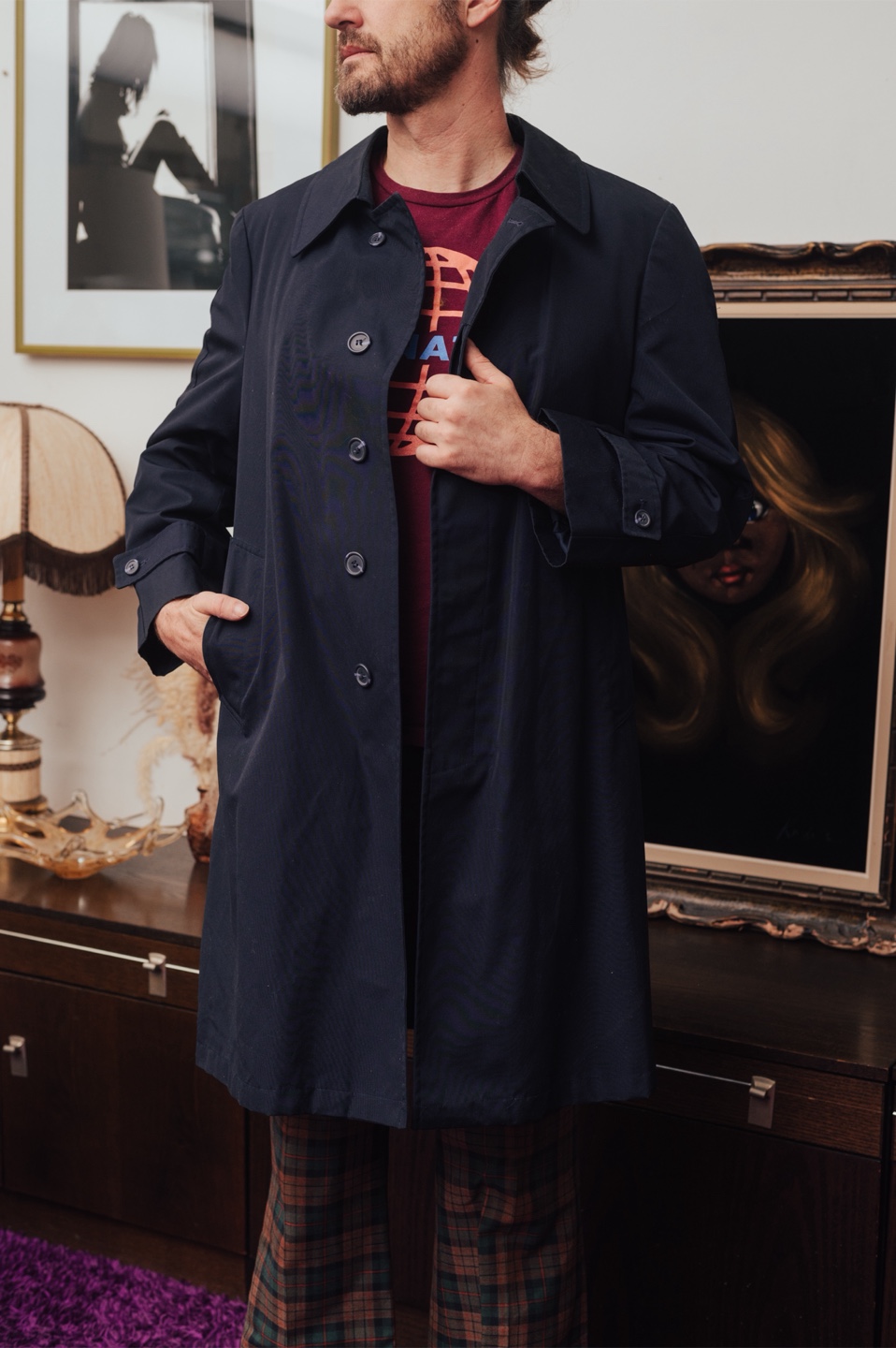 Vintage Navy Men’s Trench Coat - photo 2