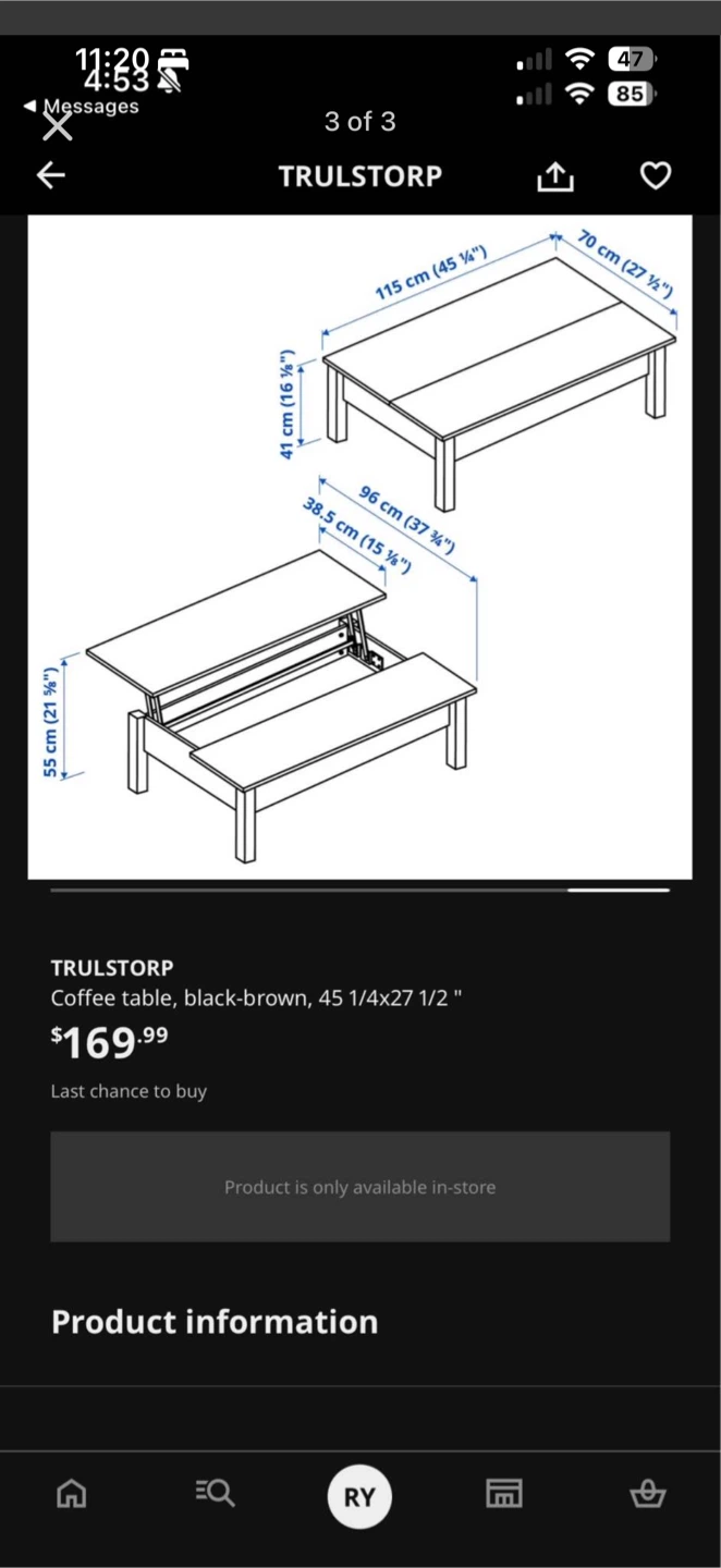 IKEA TRULSTORP Coffee Table Black-Brown - photo 3
