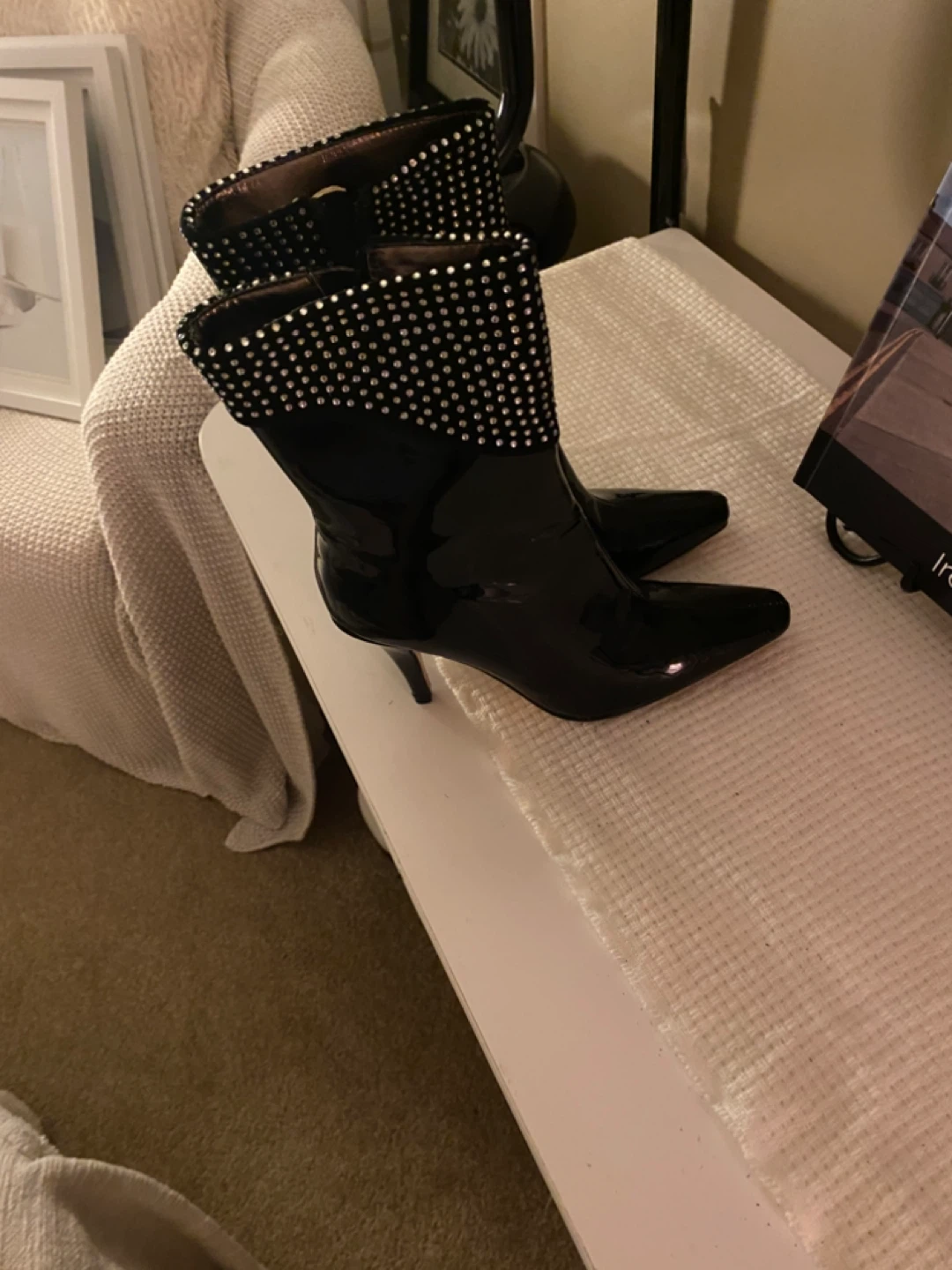 Black Rhinestone Pointed Toe Boots - photo 3
