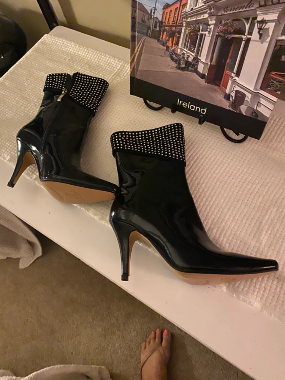 Black Rhinestone Pointed Toe Boots - photo 4
