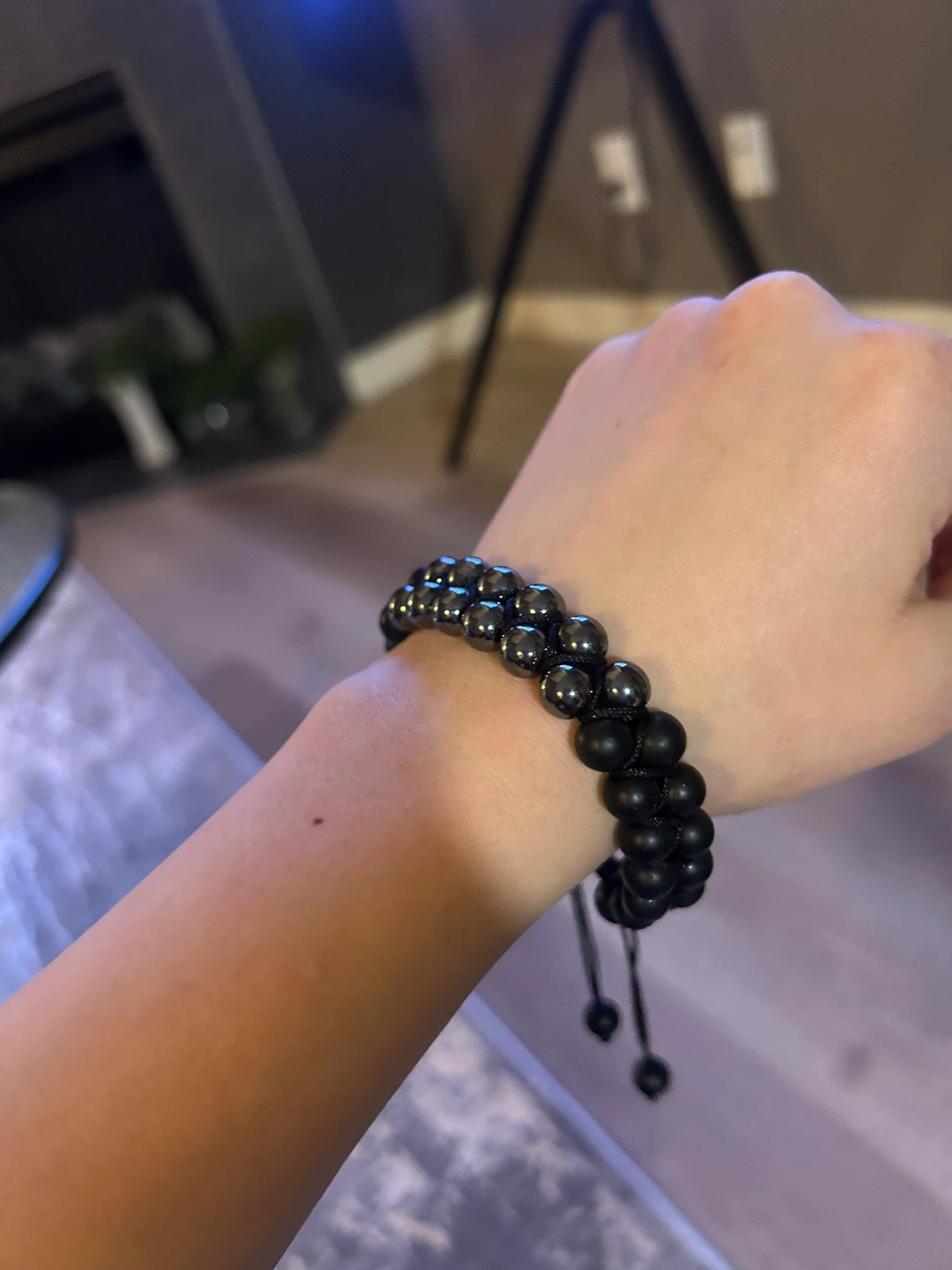 Black Onyx Beaded Bracelet – Adjustable, Unisex - photo 2