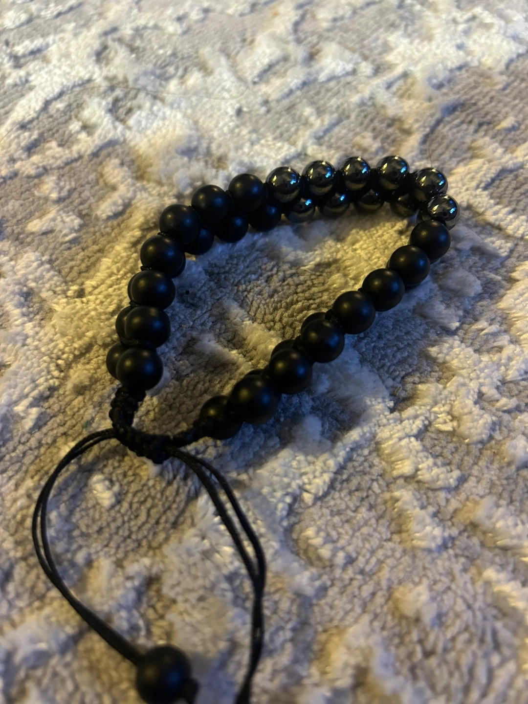 Black Onyx Beaded Bracelet – Adjustable, Unisex