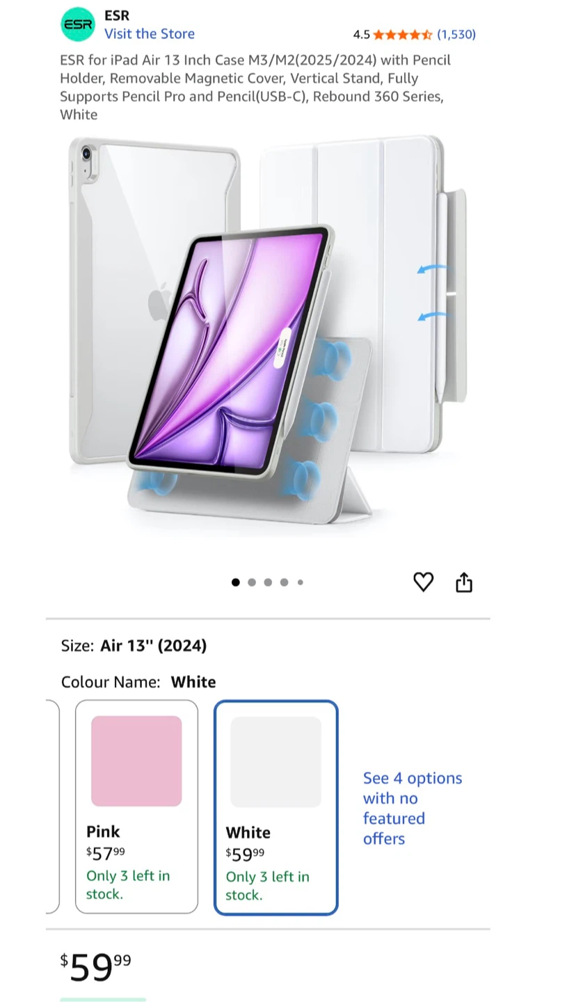 ESR iPad Air 13" Case M3/M2 White - photo 2