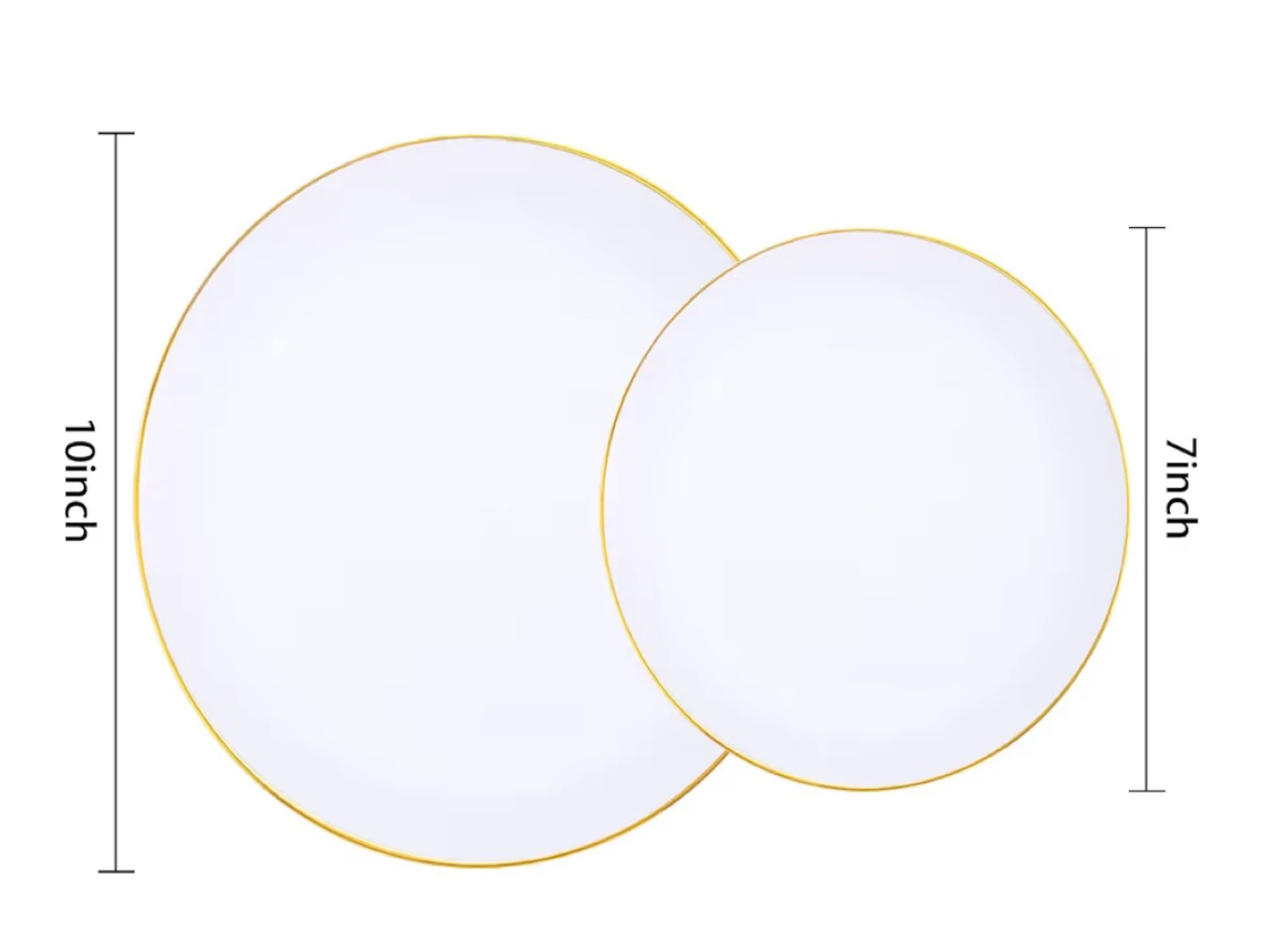 White & Gold Rim Plates - 7 & 10 inch