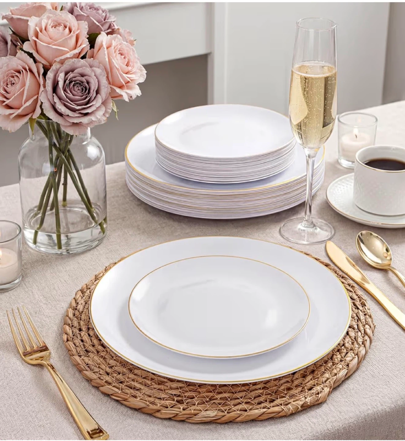 White & Gold Rim Plates - 7 & 10 inch - photo 2