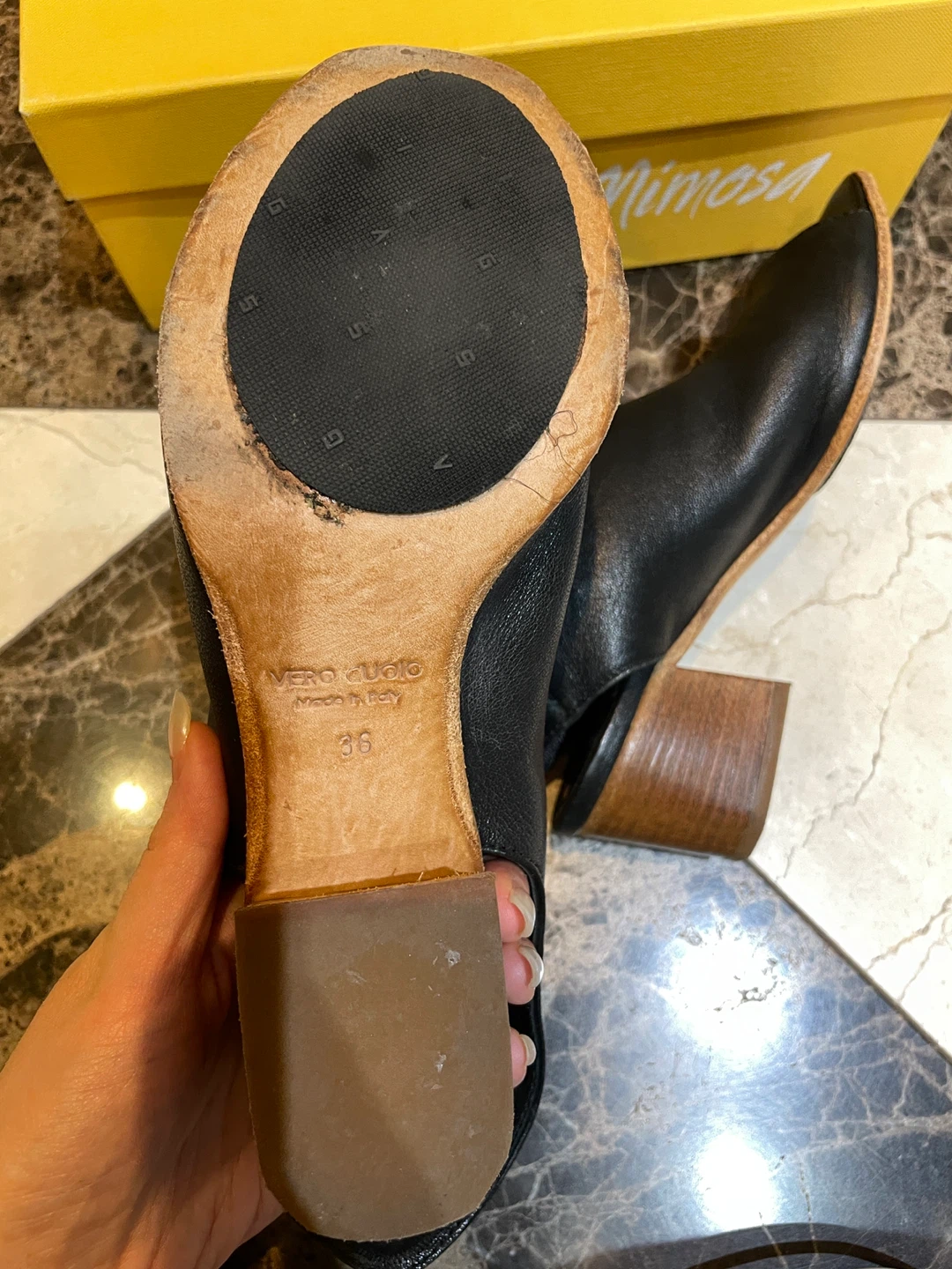Mimosa Black Leather Open Toe Booties - Size 36 - photo 2