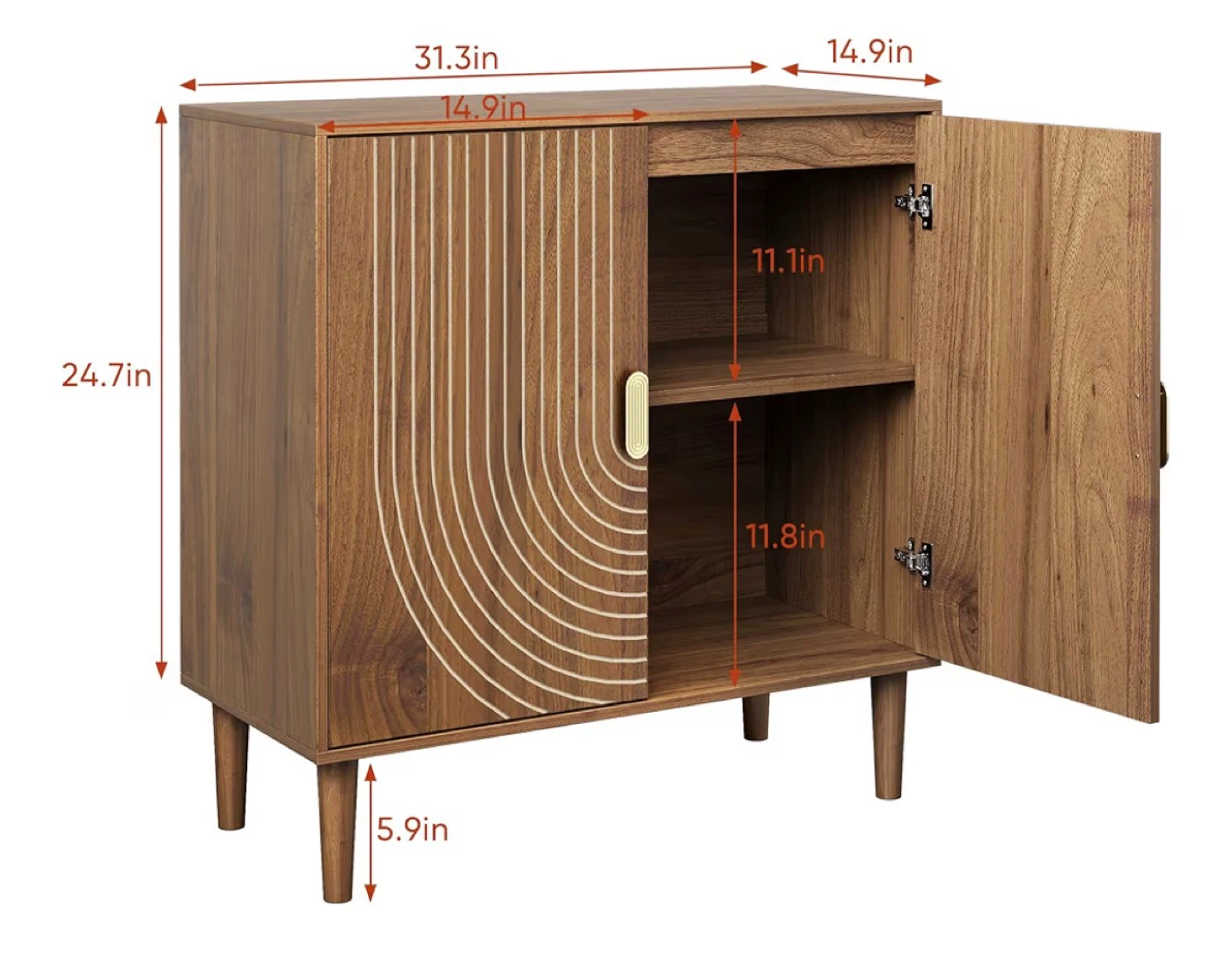 Line Groove Design Walnut Sideboard - photo 2