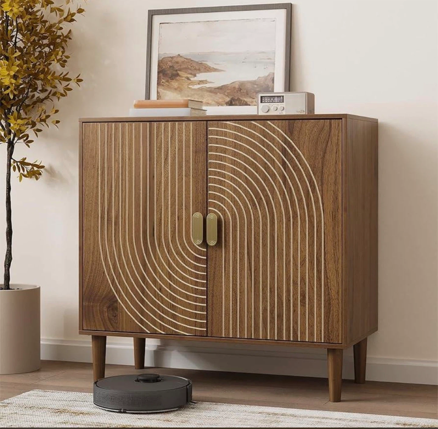 Line Groove Design Walnut Sideboard