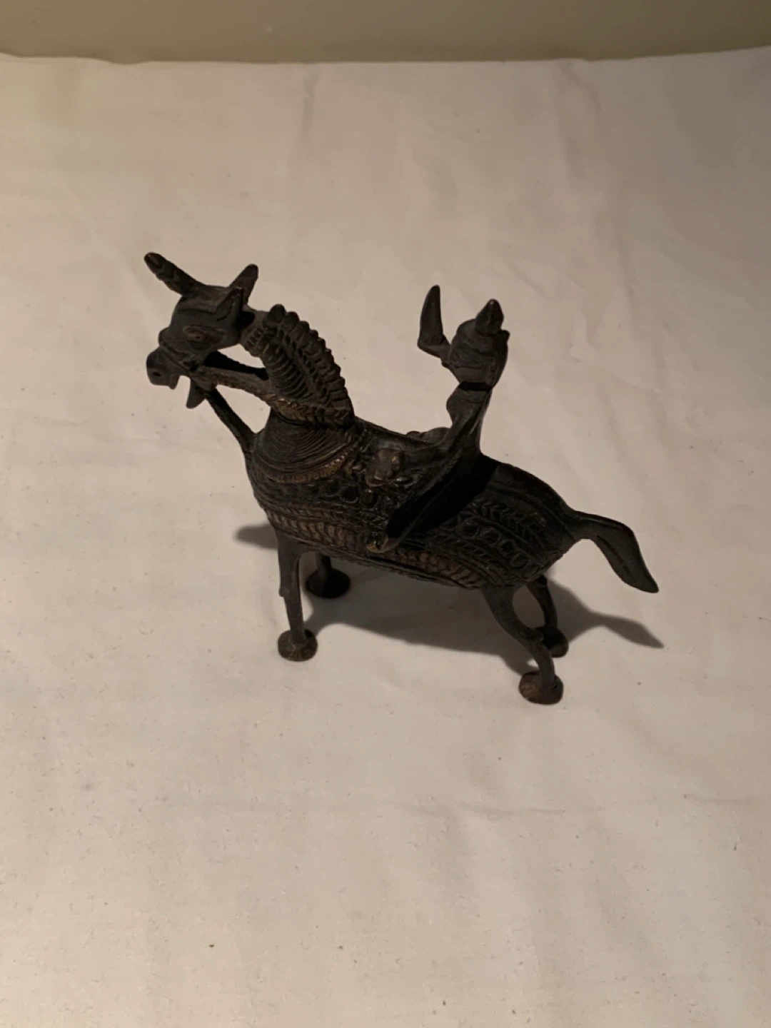 Vintage Metal Horse & Rider Figurine