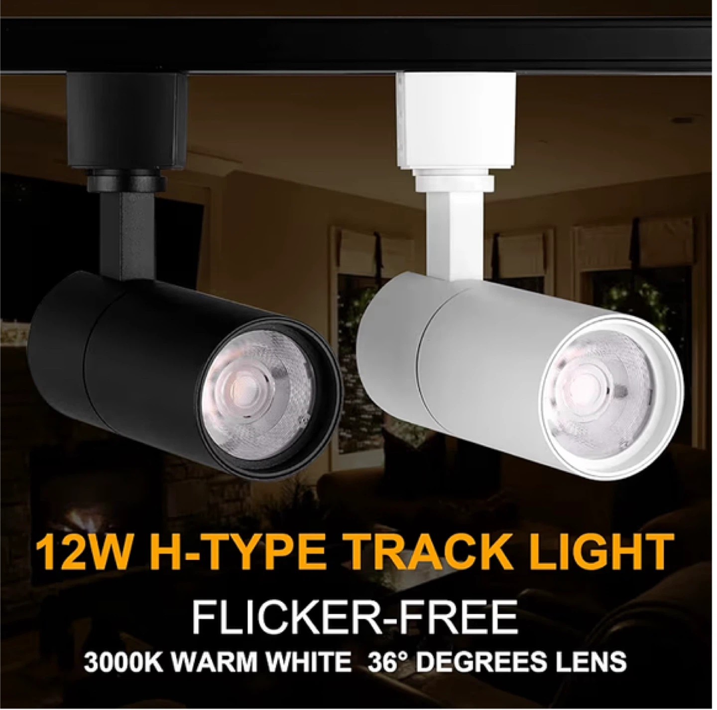 12W H-Type Track Light, Flicker-Free, 3000K Warm White - photo 2