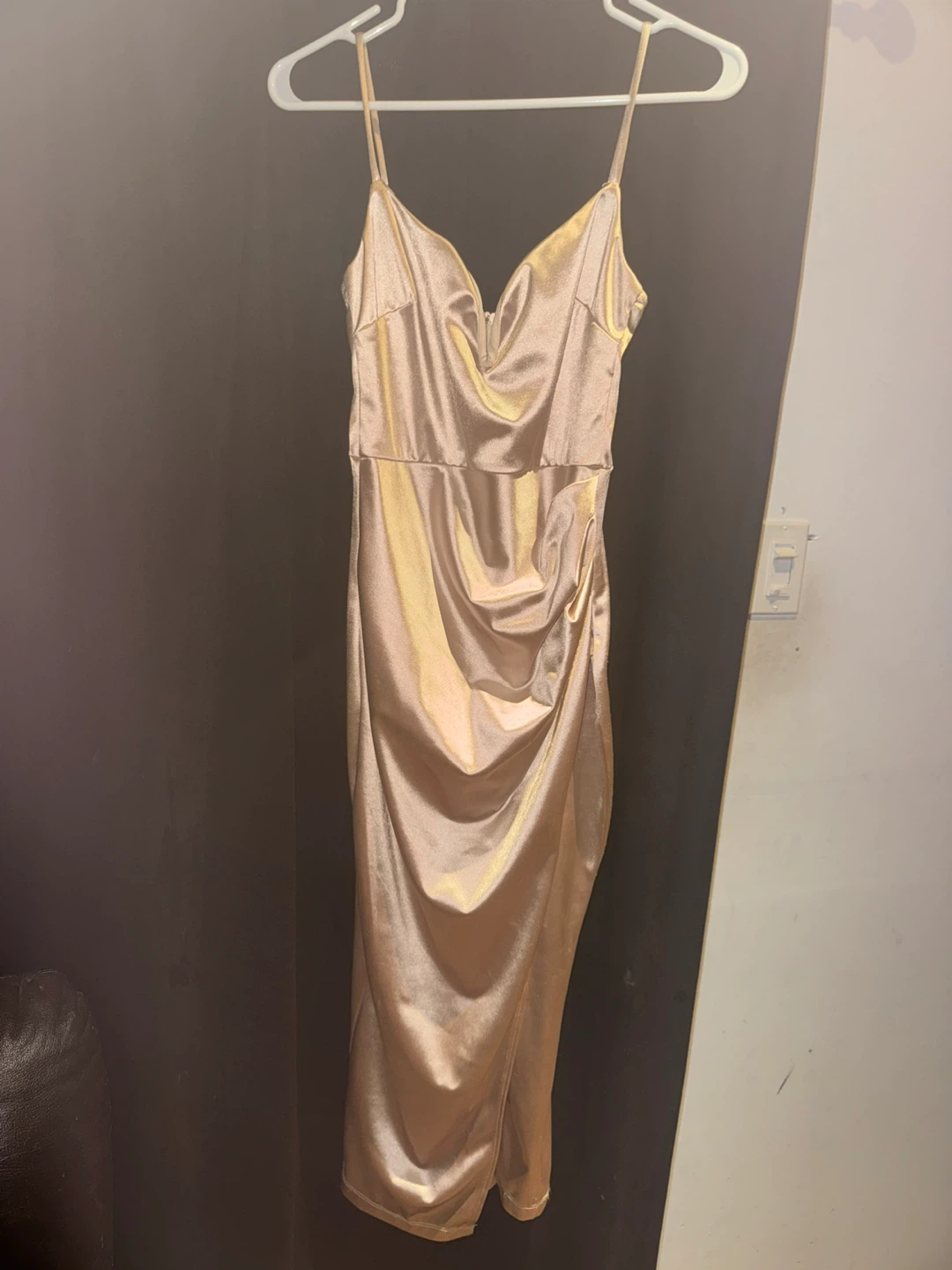 Satin Slip Dress - Gold