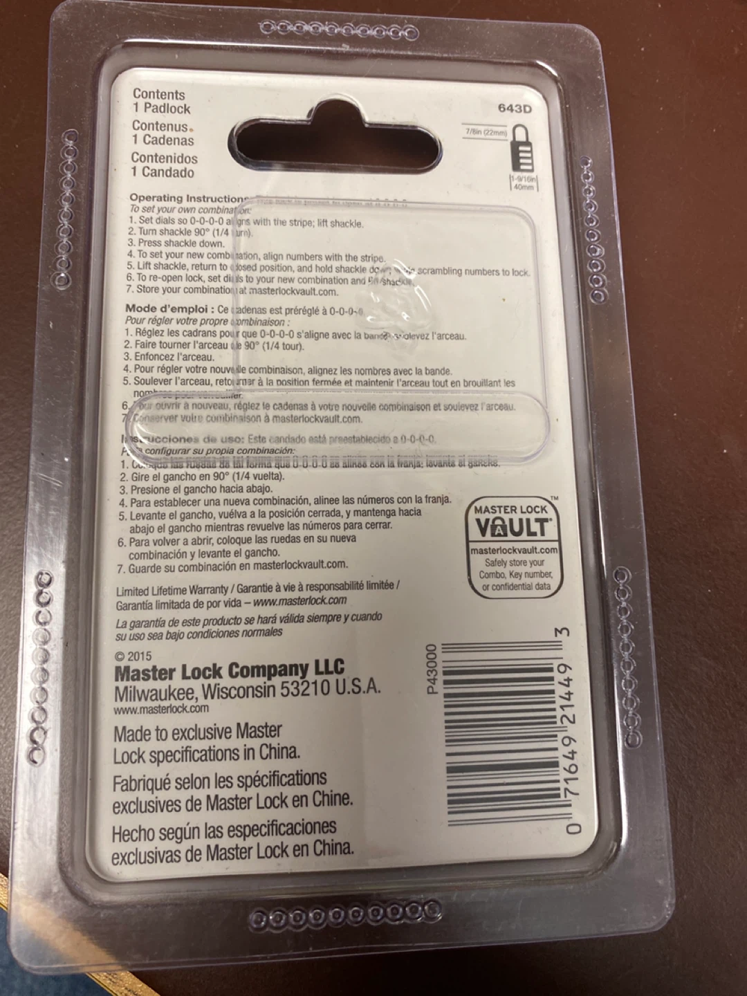 New Master Lock 643D Combination Padlock - photo 2