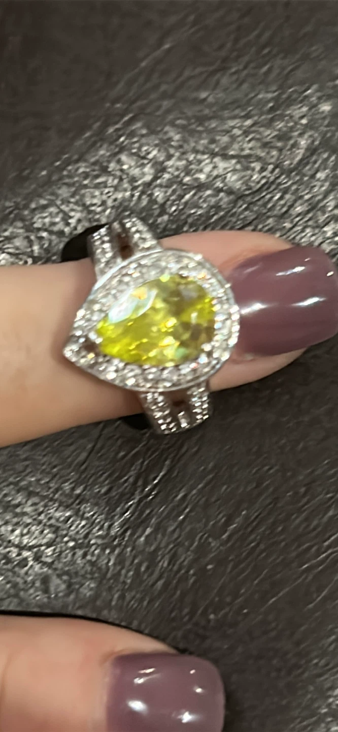 Silver Ring with Yellow Stone size 7 - photo 2