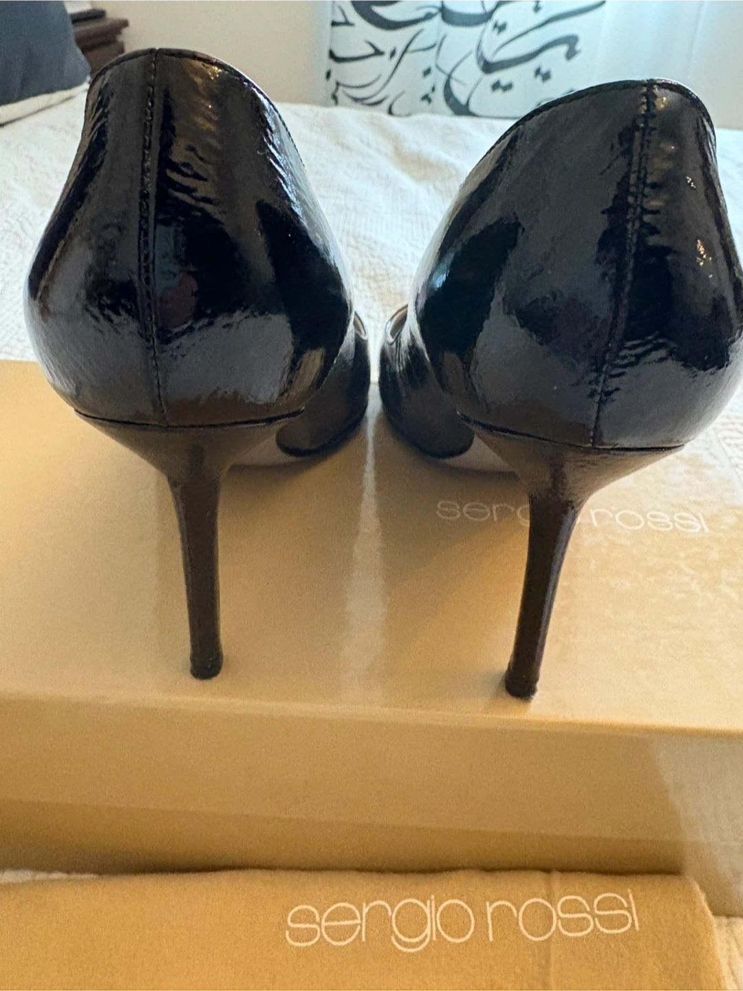 Sergio Rossi Black Patent Leather Heels Size 39
