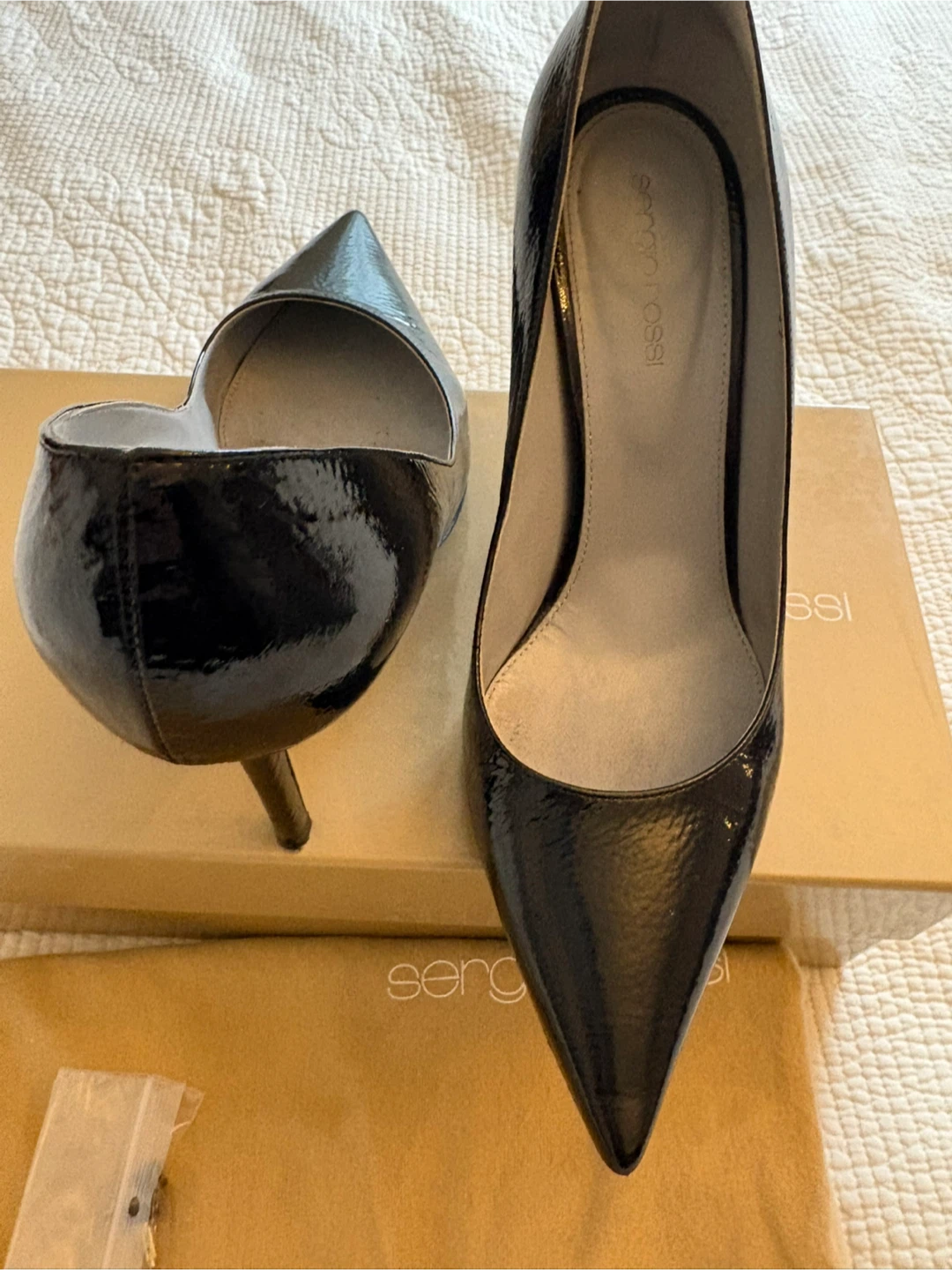 Sergio Rossi Black Patent Leather Heels Size 39 - photo 2