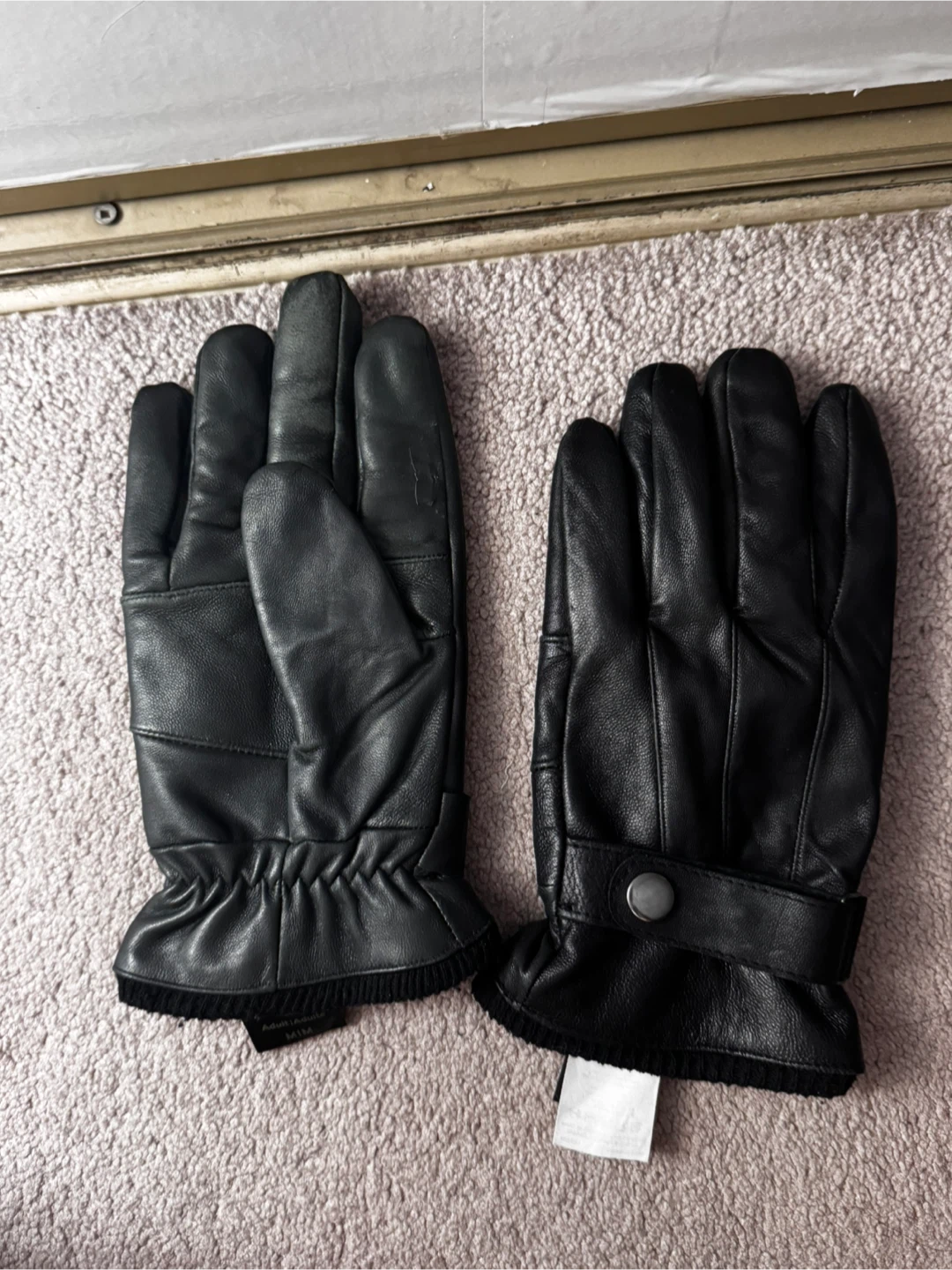 Paw Adult M/M Black Leather Gloves