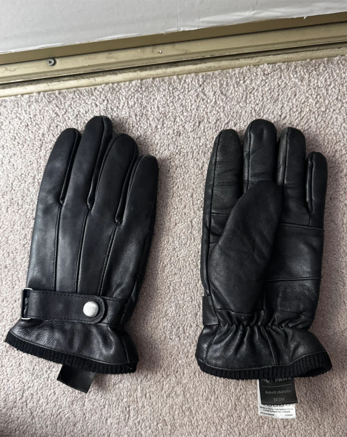 Paw Adult M/M Black Leather Gloves - photo 2