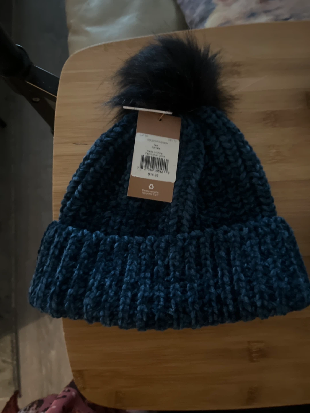New Teal Beanie with Pom Pom