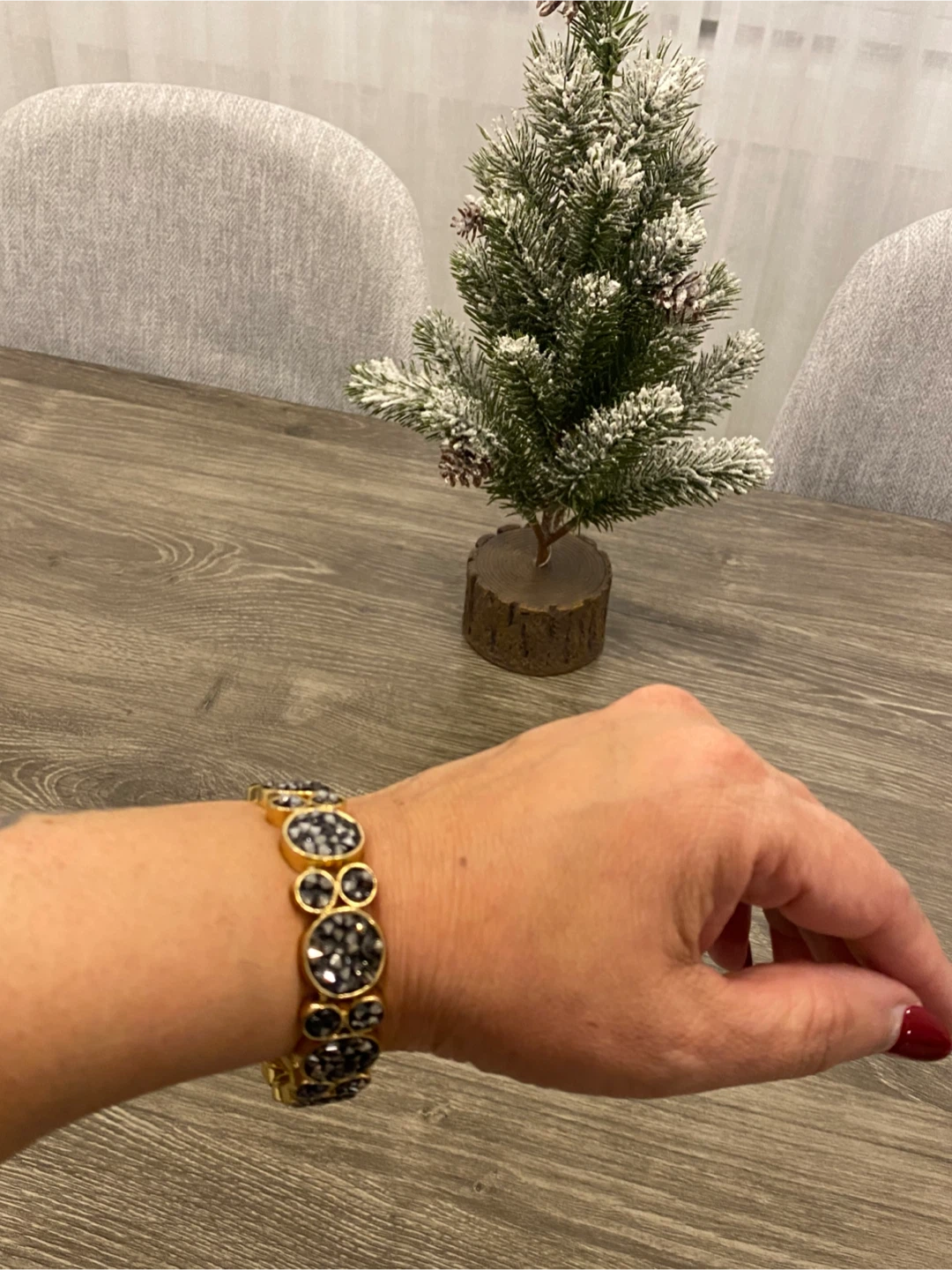 Gold Tone & Black Rhinestone Bracelet