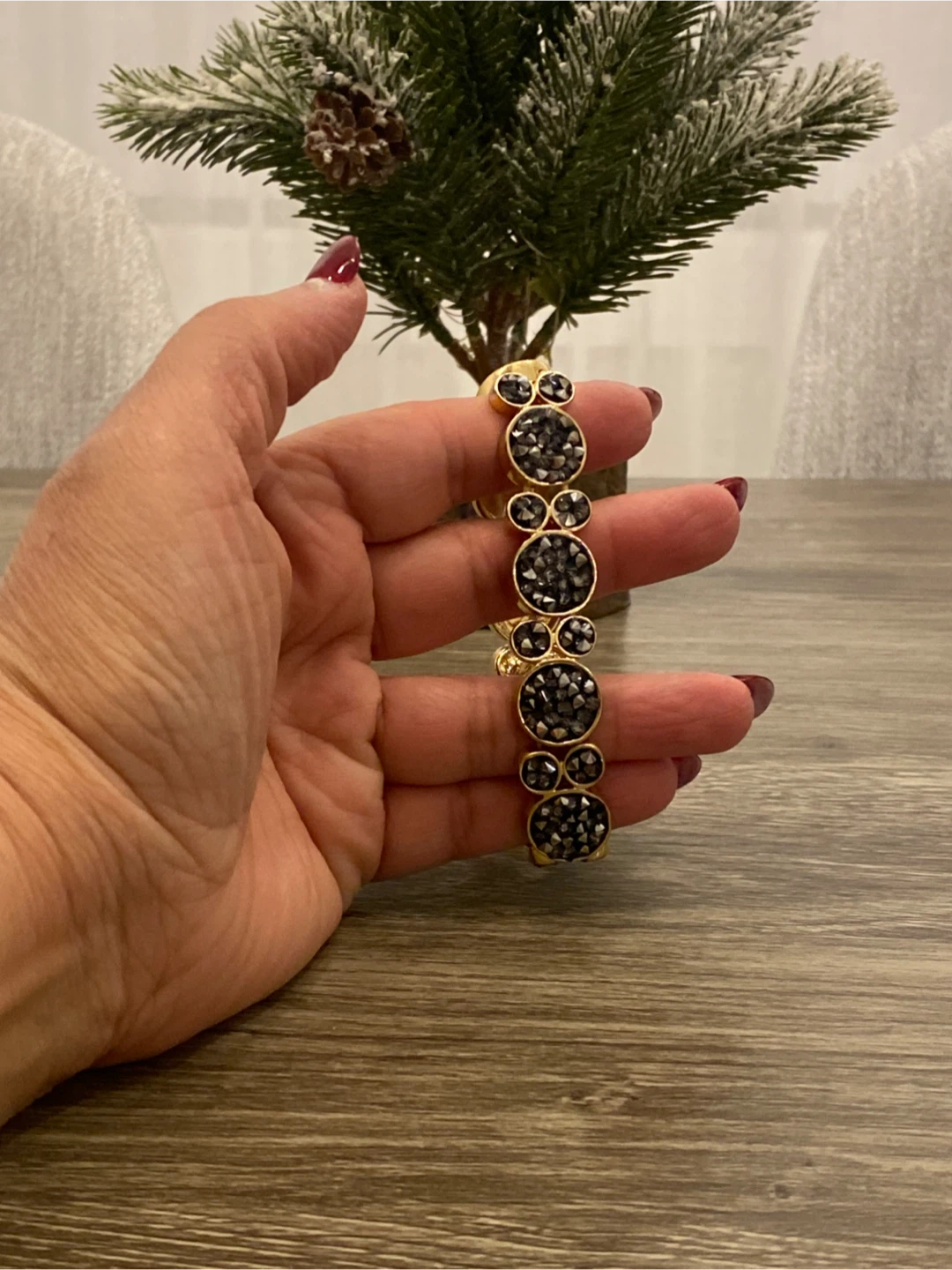 Gold Tone & Black Rhinestone Bracelet - photo 2