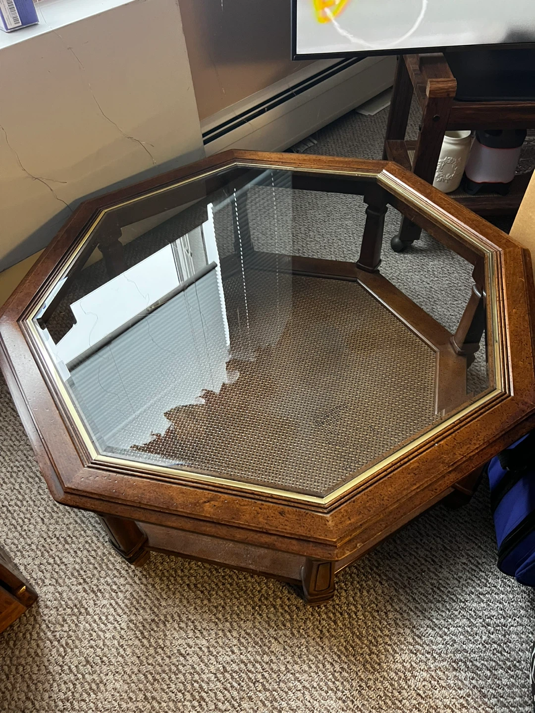 Vintage Glass Top Coffee Table