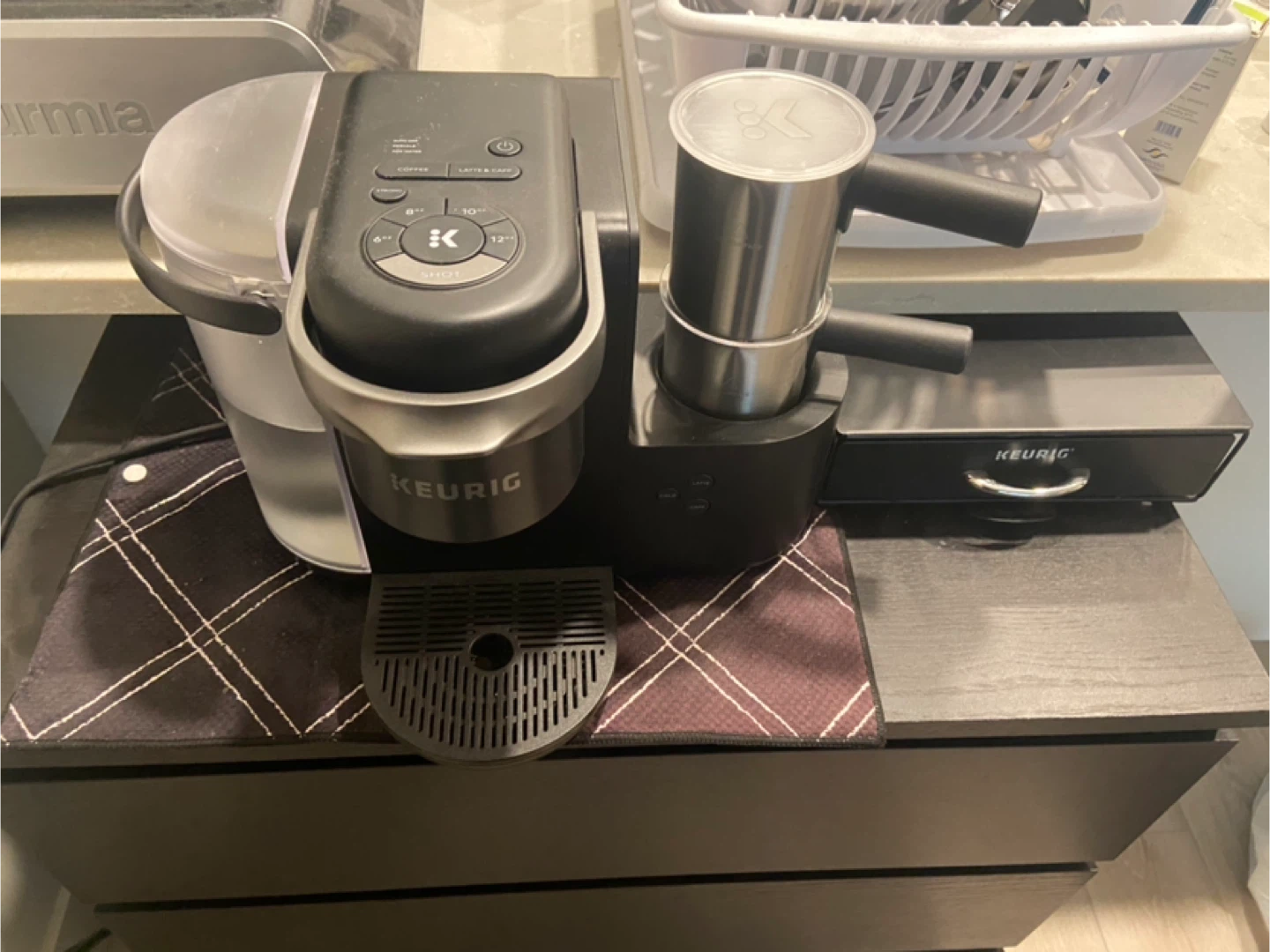 Keurig K-Cafe Coffee Maker + extra frother + 35-capsule drawer