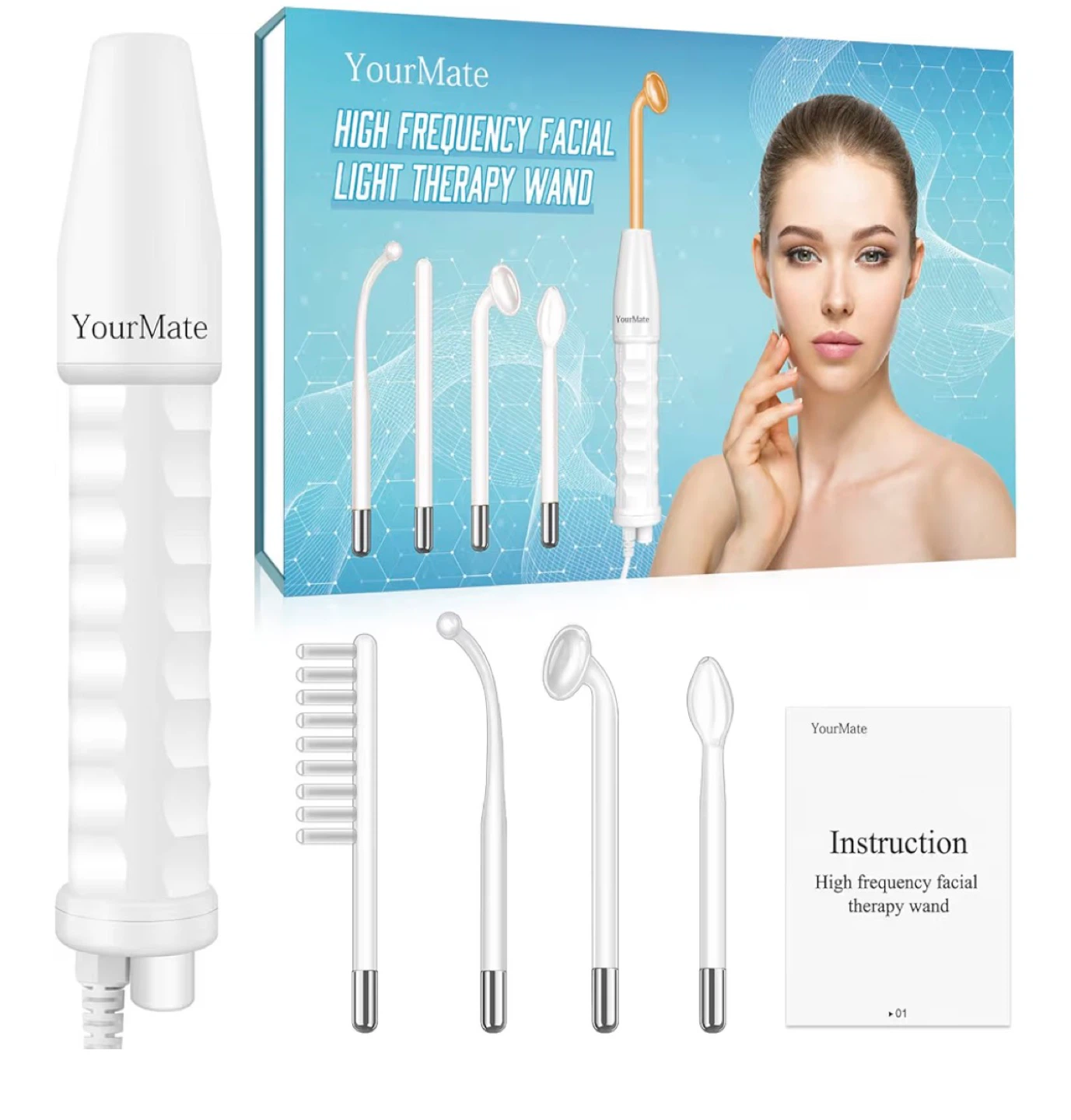 YourMate High Frequency Facial Light Therapy Wand