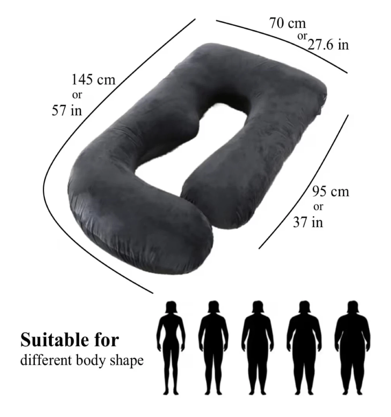 Full Body Pregnancy Pillow 57 Inch - Grey Black - photo 3