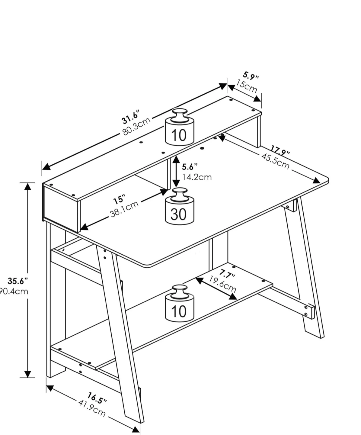 Furinno Luder Computer Desk White - photo 2