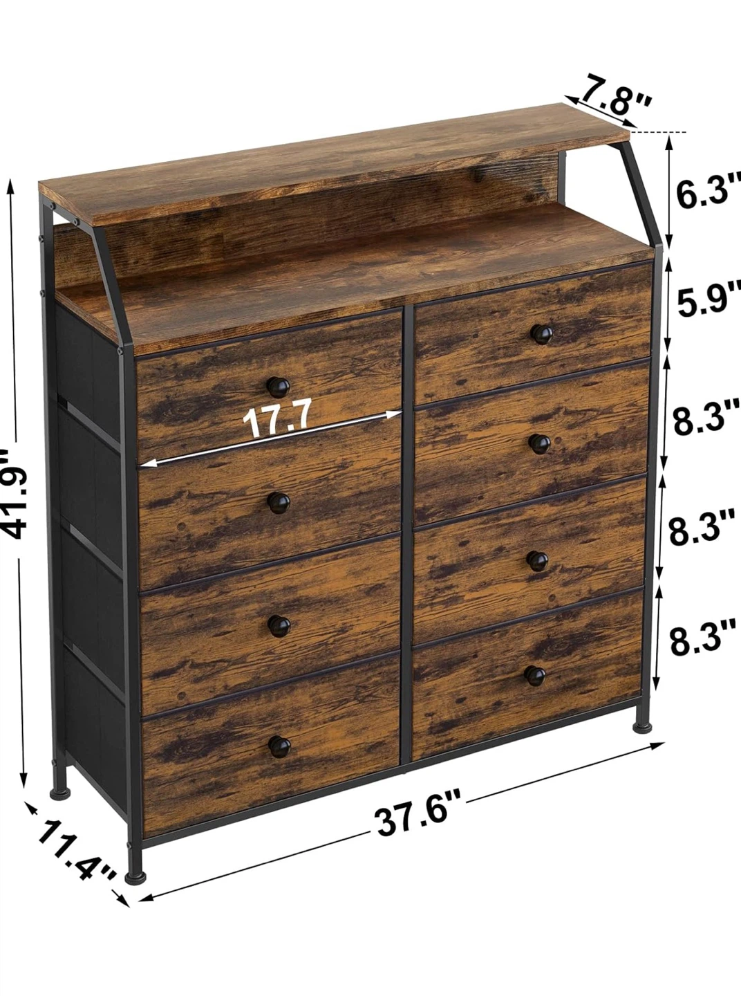 Rustic Brown 8-Drawer Dresser - photo 2