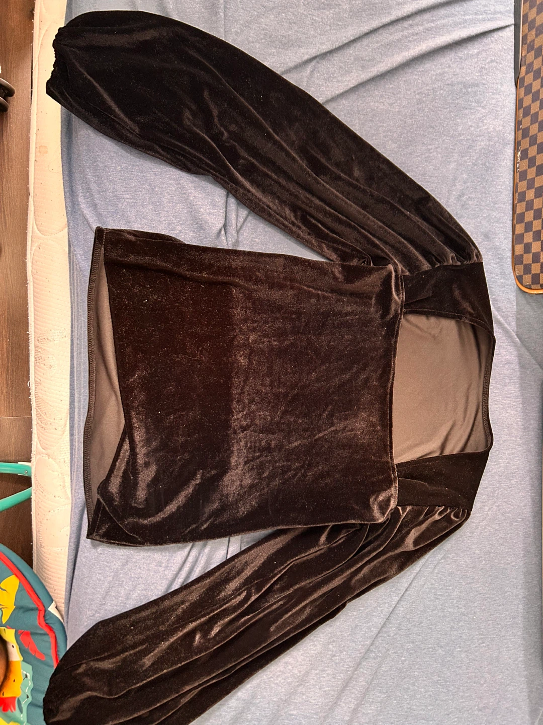 Brown Velvet Long Sleeve Top
