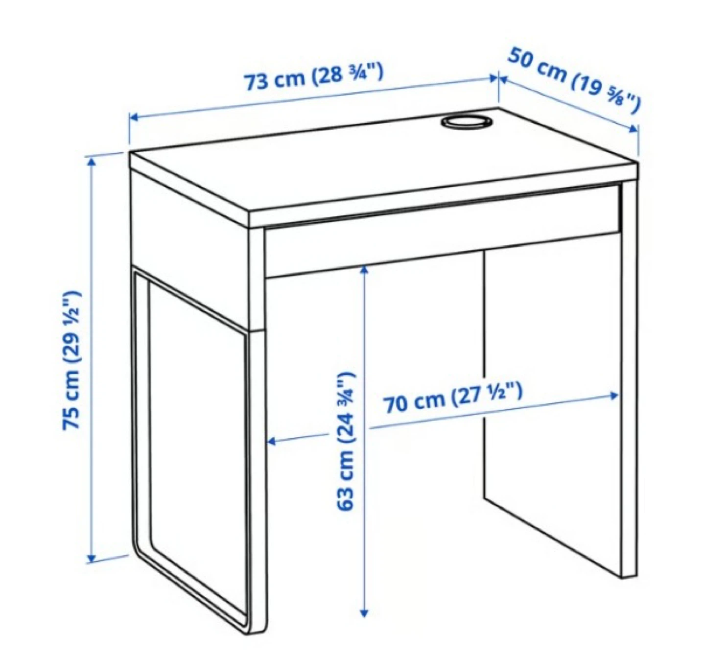 IKEA Micke White Desk with Drawer - photo 2