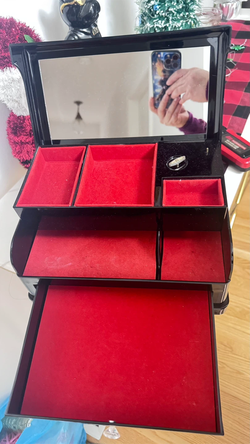 Vintage Black Lacquer Floral Jewelry Box - photo 2