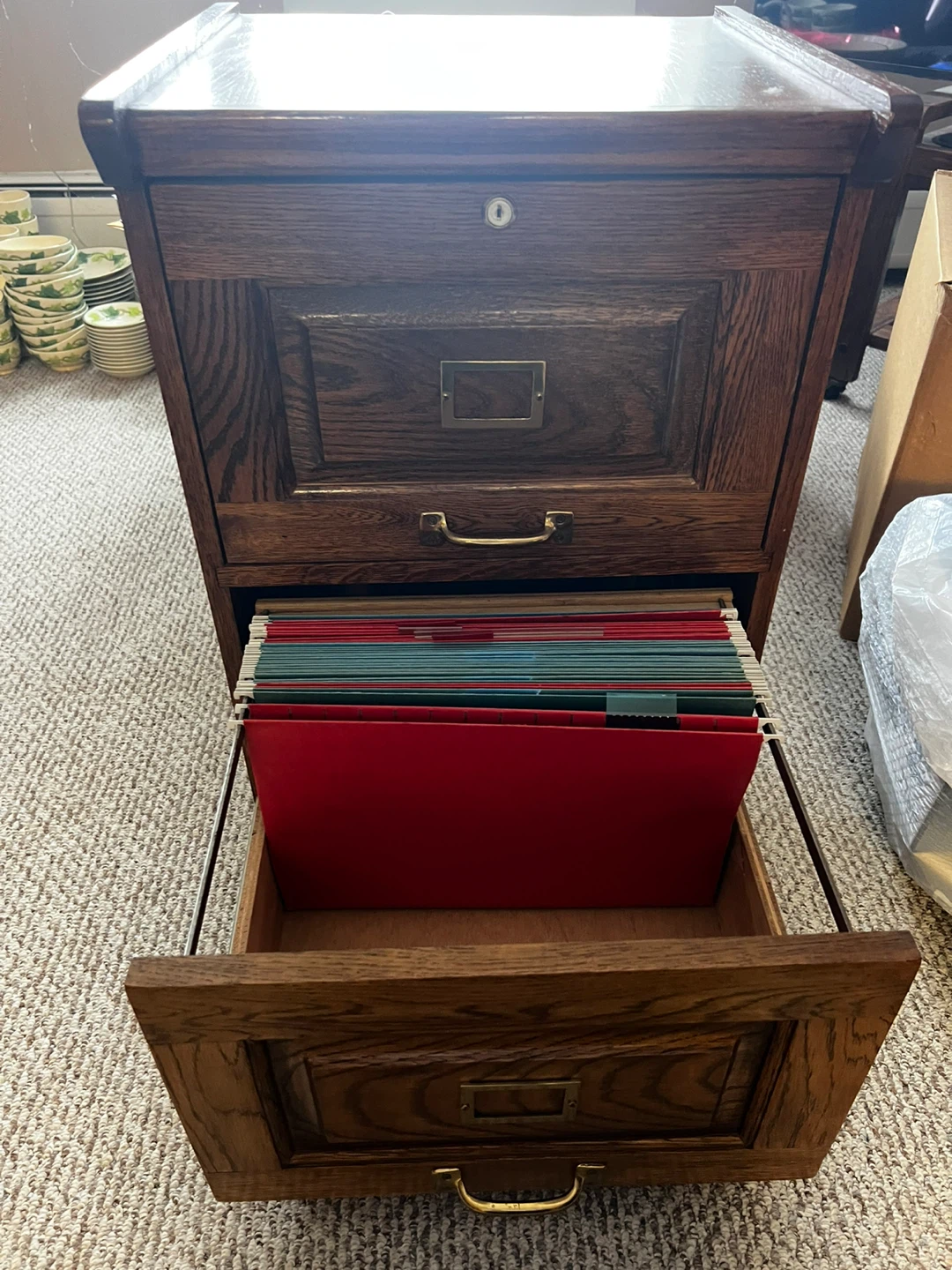 Vintage Wooden Filing Cabinet - photo 2
