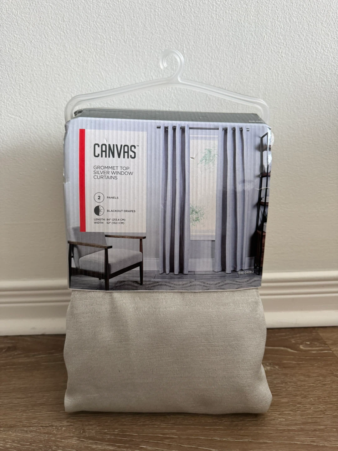 Canvas Grommet Top Silver Window Curtains (2 Set) - photo 2