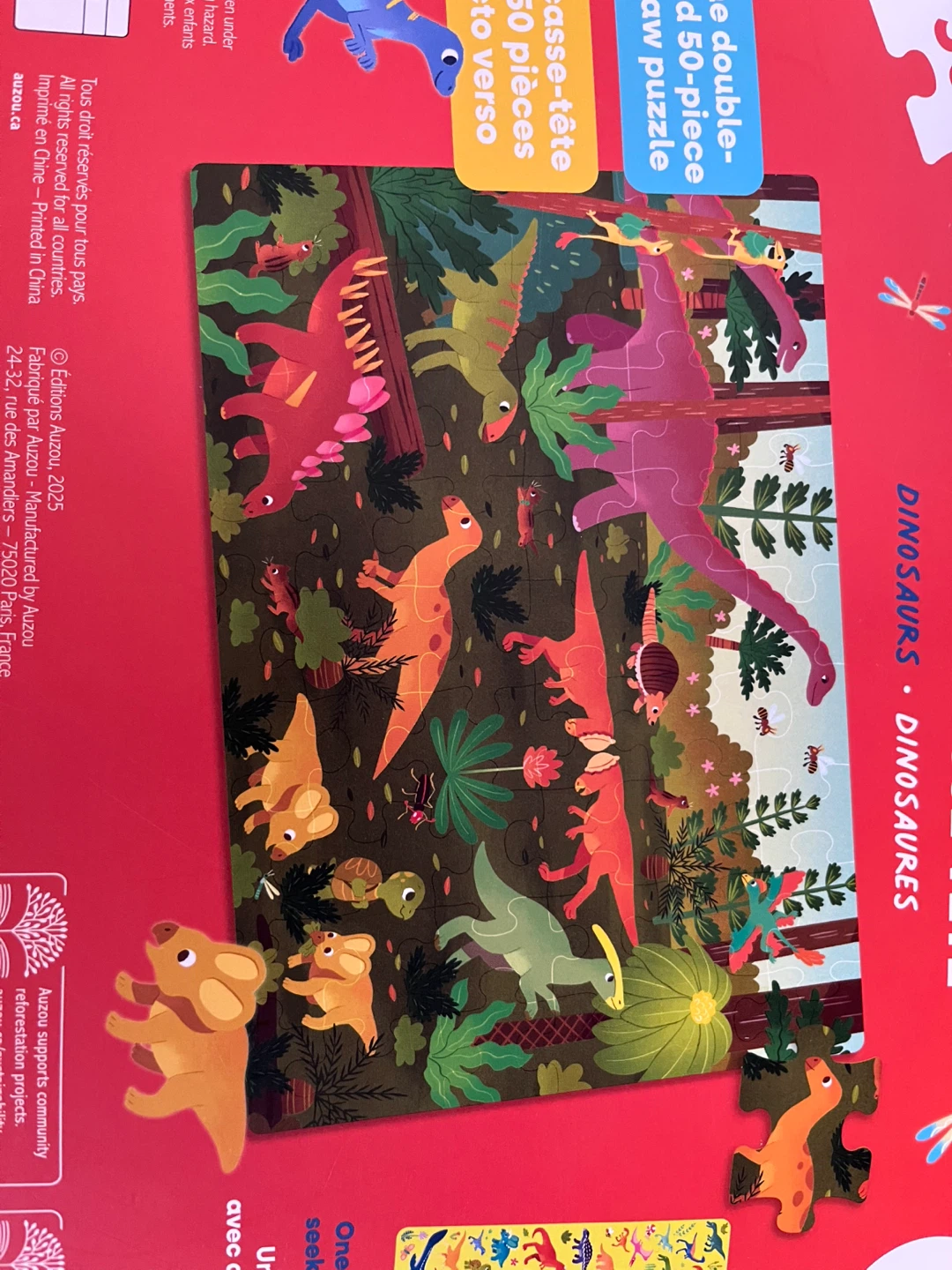 Auzou Dinosaurs 50-Piece Double-Sided Puzzle - photo 2