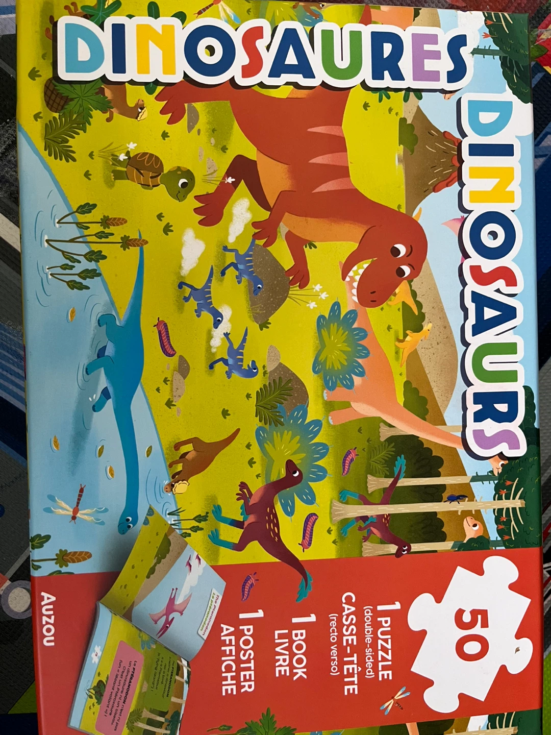 Auzou Dinosaurs 50-Piece Double-Sided Puzzle
